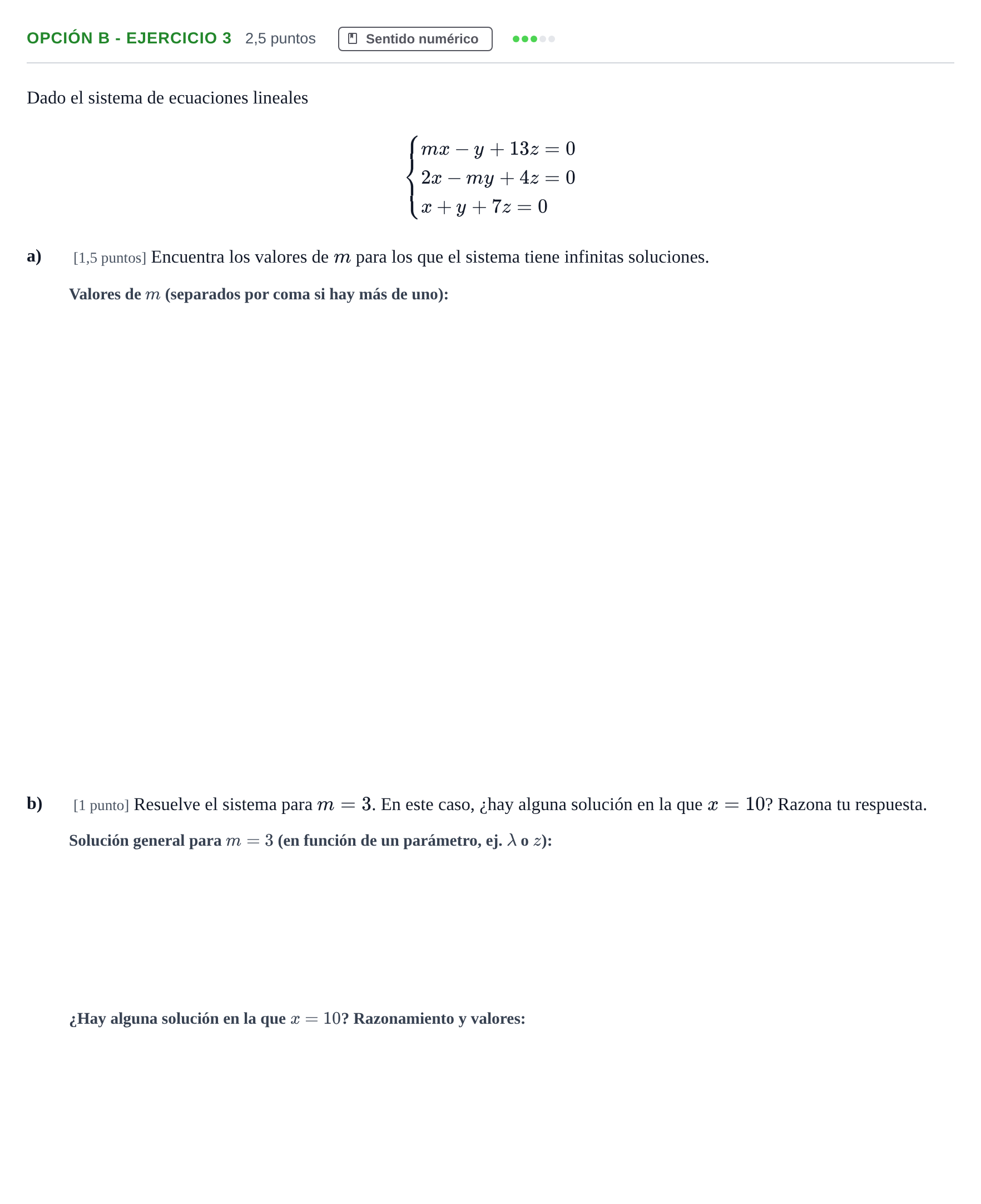Enunciado: Opción B - Ejercicio 3 · Matemáticas II PAU Andalucía Ordinaria Suplente 2019