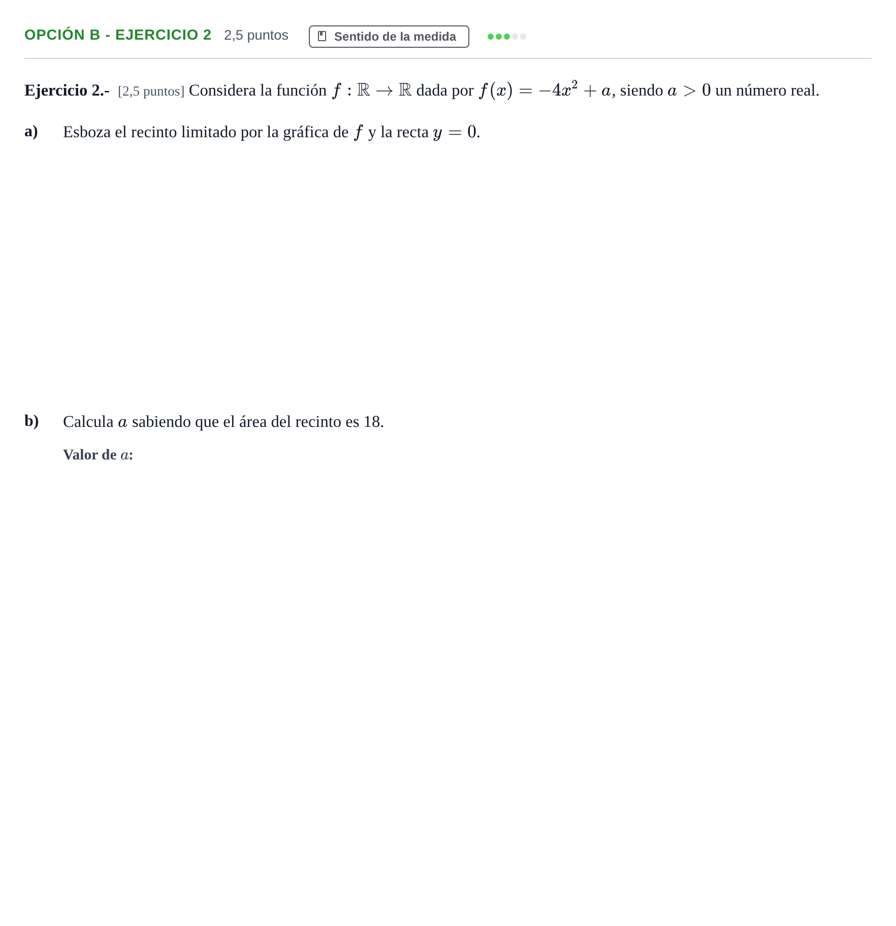 Enunciado: Opción B - Ejercicio 2 · Matemáticas II PAU Andalucía Reserva B 2019