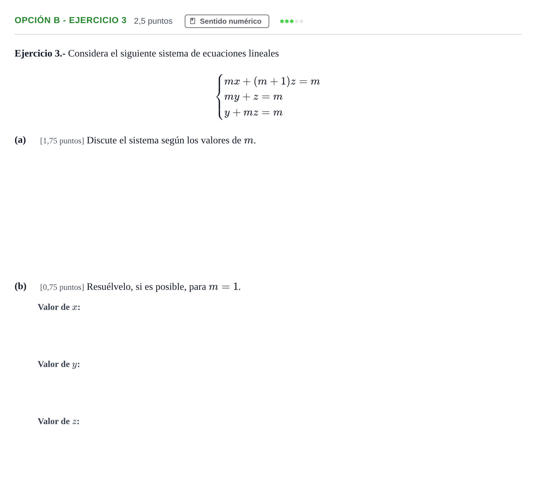 Enunciado: Opción B - Ejercicio 3 · Matemáticas II PAU Andalucía Reserva B 2019