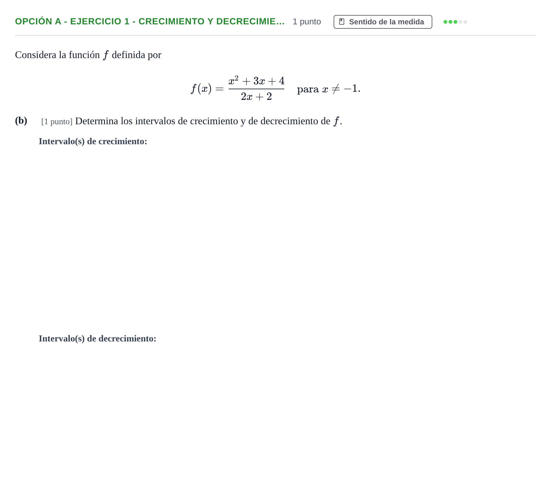Enunciado: Opción A - Ejercicio 1 - Crecimiento y decrecimie… · Matemáticas II PAU Andalucía Ordinaria Titular 2019