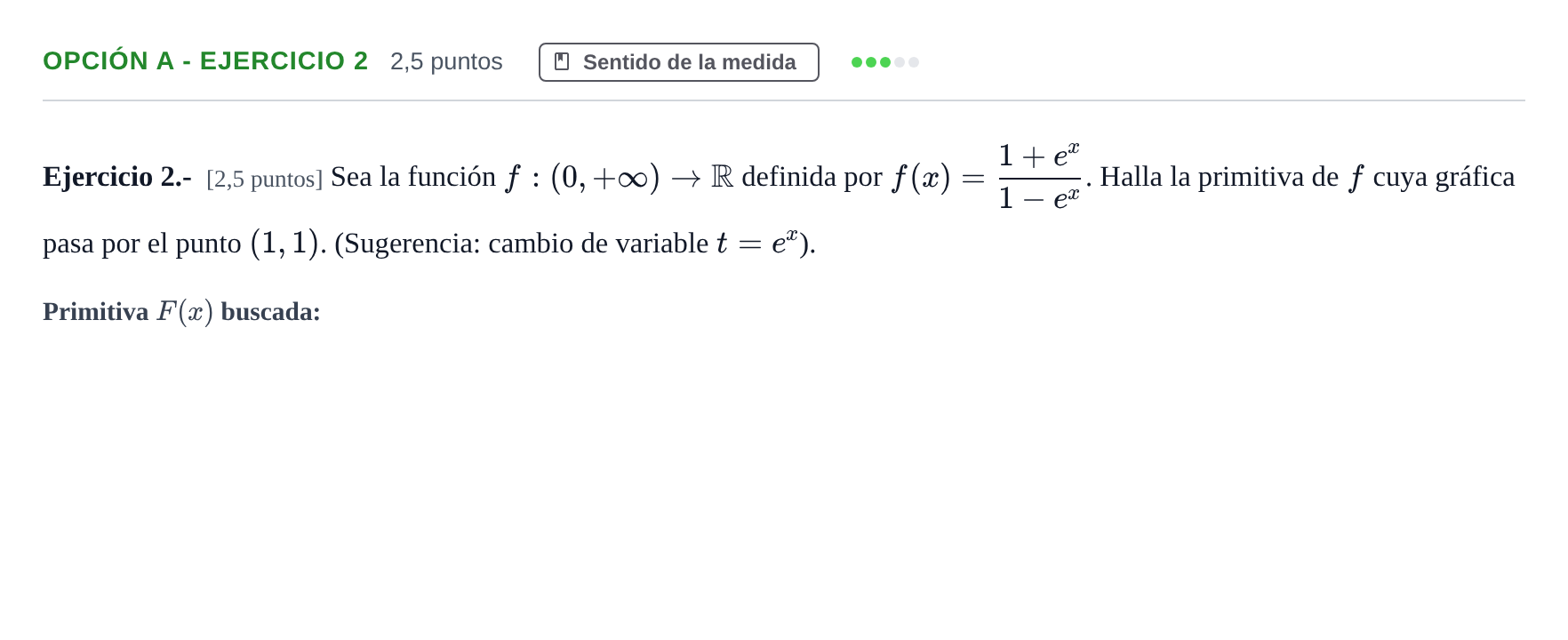 Enunciado: Opción A - Ejercicio 2 · Matemáticas II PAU Andalucía Ordinaria Titular 2019