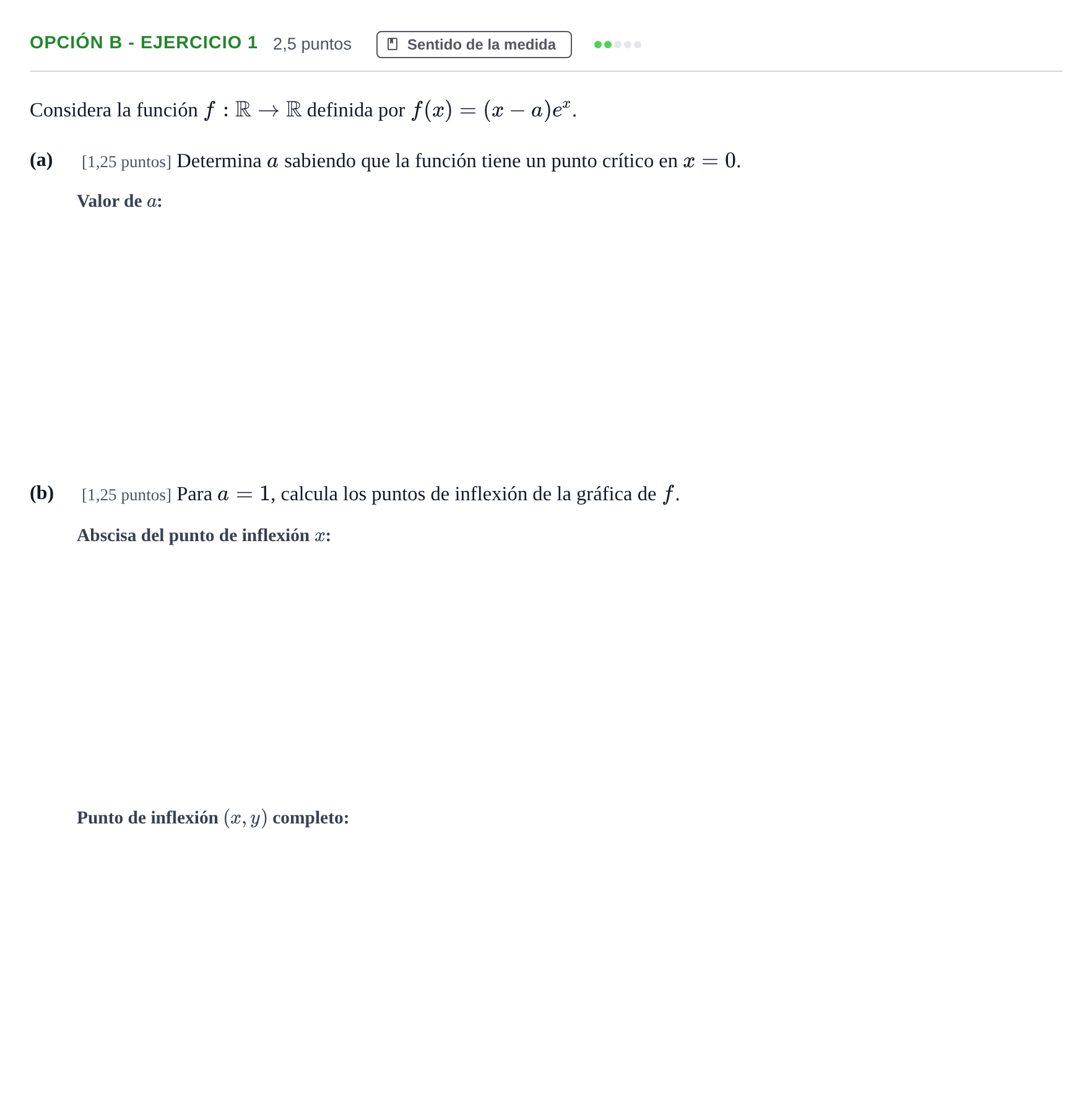 Enunciado: Opción B - Ejercicio 1 · Matemáticas II PAU Andalucía Ordinaria Titular 2019