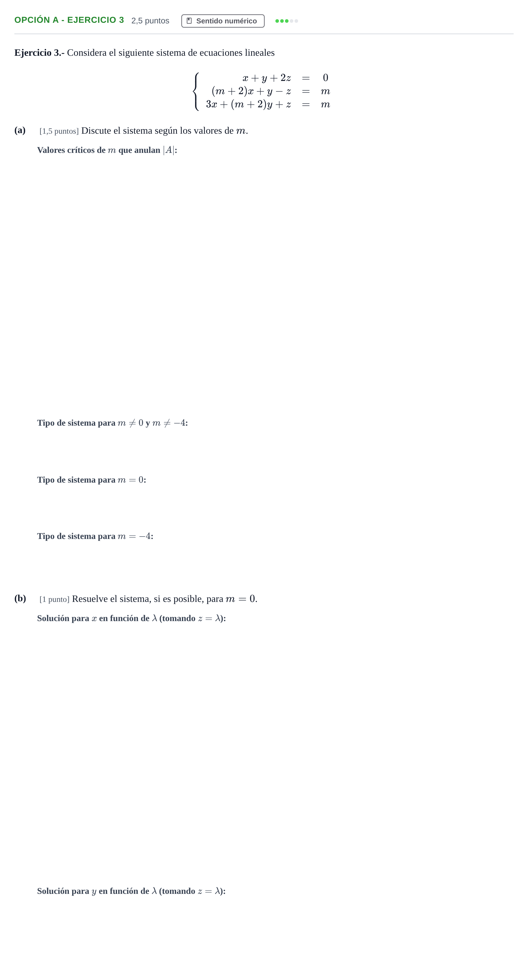 Enunciado: Opción A - Ejercicio 3 · Matemáticas II PAU Andalucía Extraordinaria Titular 2019