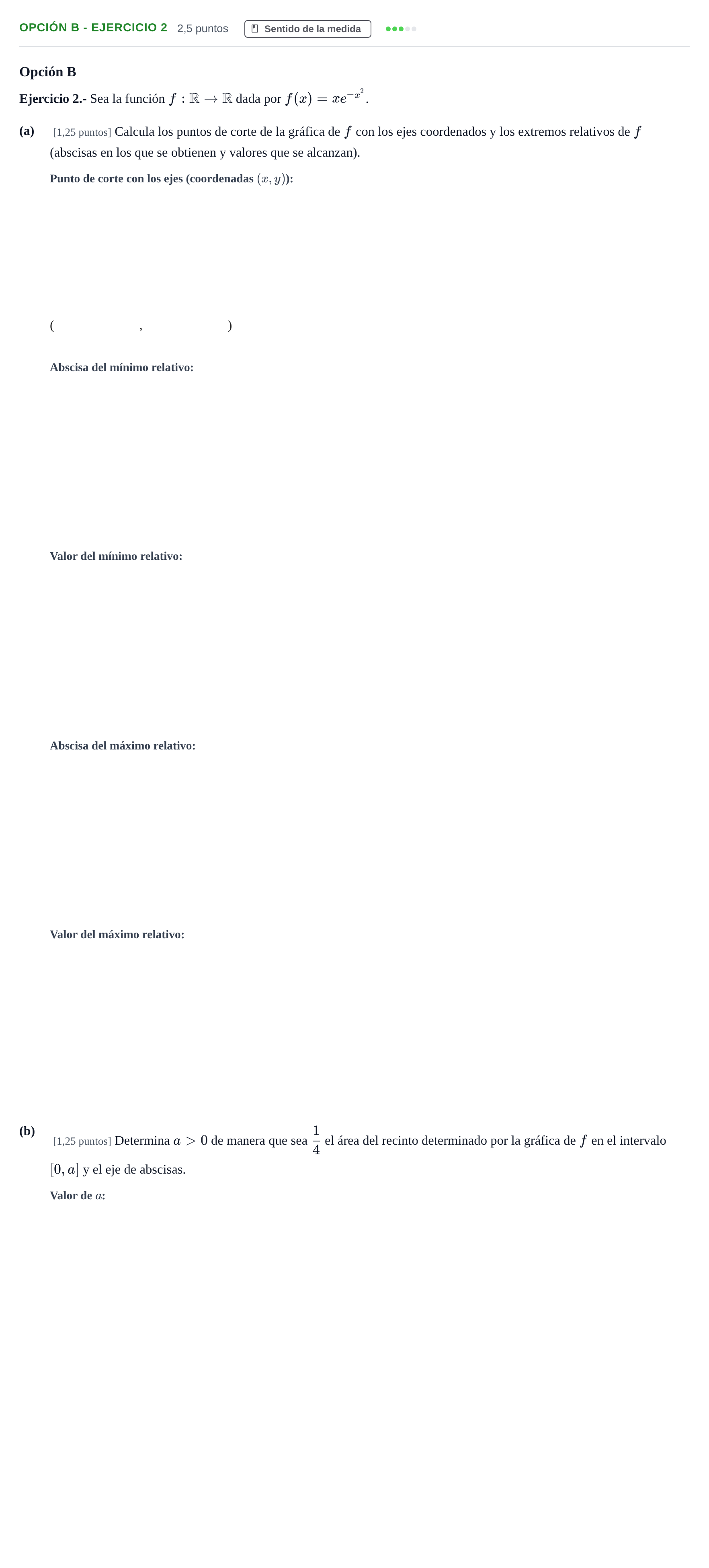 Enunciado: Opción B - Ejercicio 2 · Matemáticas II PAU Andalucía Extraordinaria Titular 2019