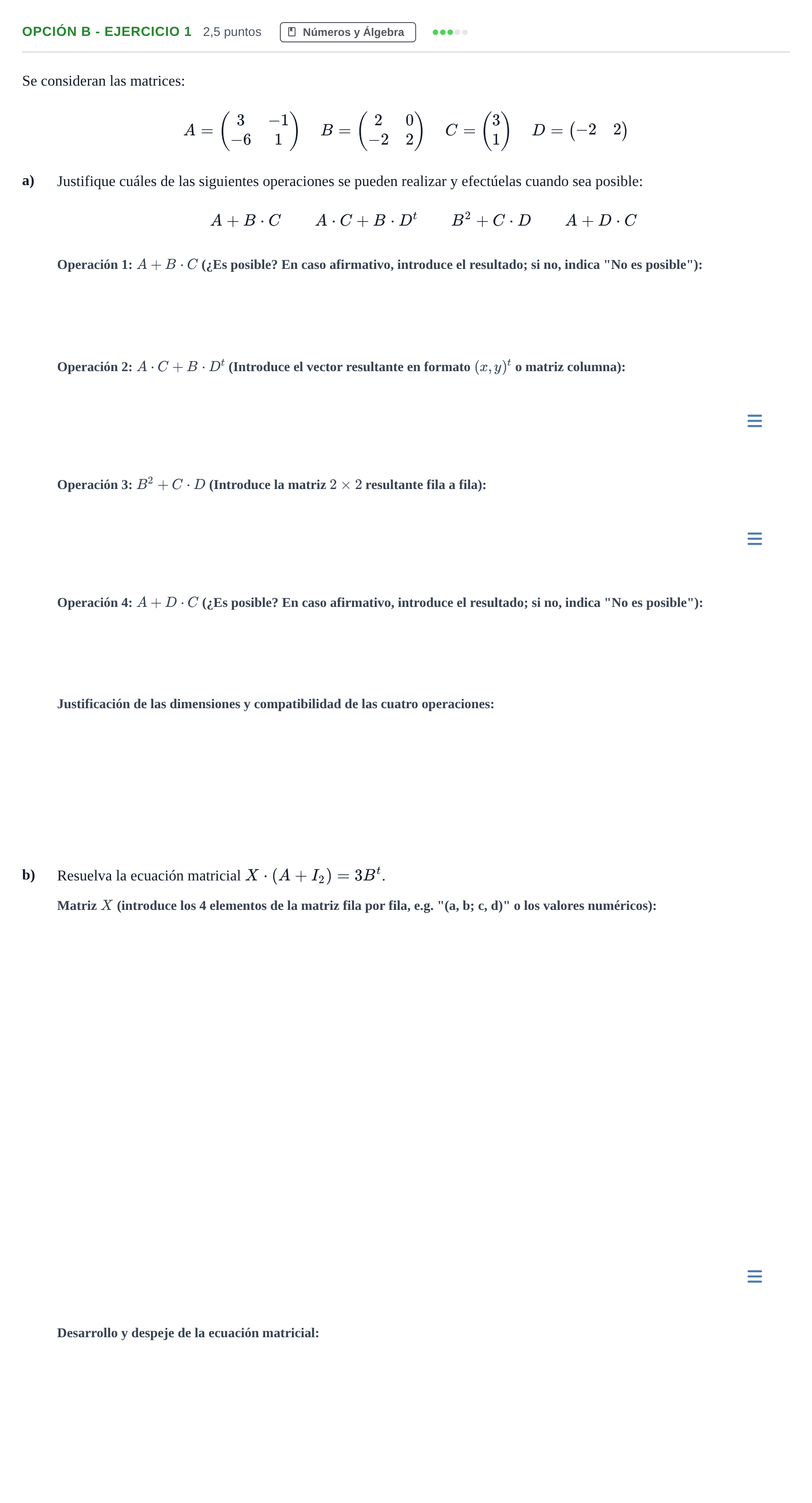 Enunciado: Opción B - Ejercicio 1 · Matemáticas aplicadas a las Ciencias Sociales II PAU Andalucía Ordinaria Suplente 2019