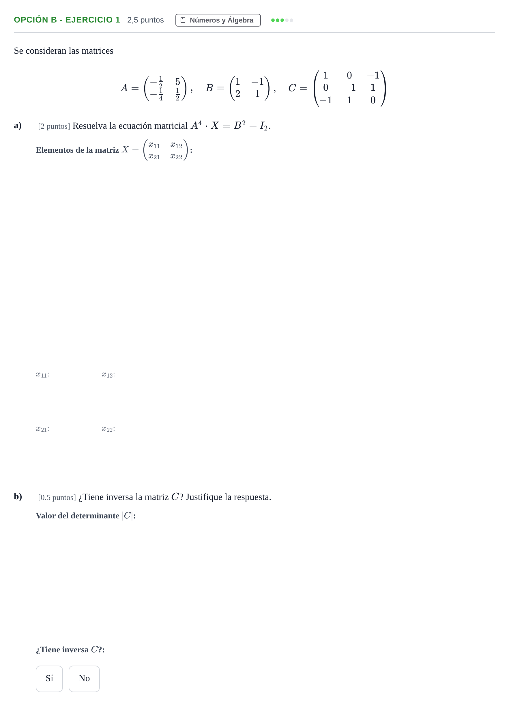 Enunciado: Opción B - Ejercicio 1 · Matemáticas aplicadas a las Ciencias Sociales II PAU Andalucía Extraordinaria Suplente 2019
