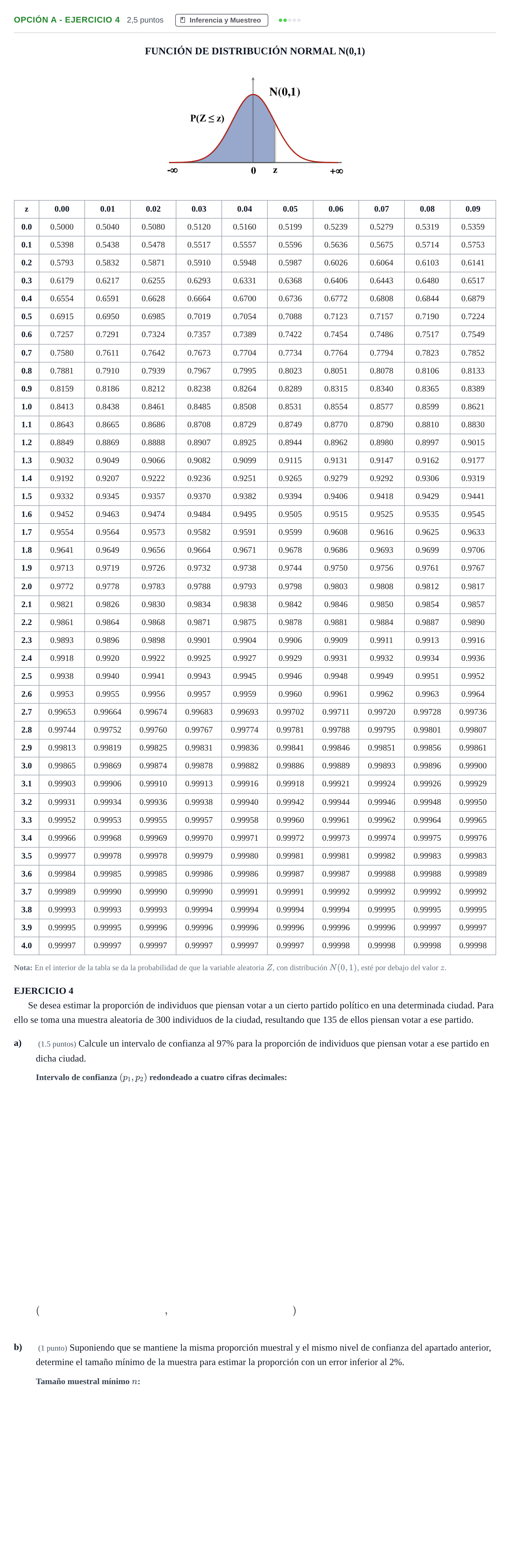 Enunciado: Opción A - Ejercicio 4 · Matemáticas aplicadas a las Ciencias Sociales II PAU Andalucía Ordinaria Titular 2019
