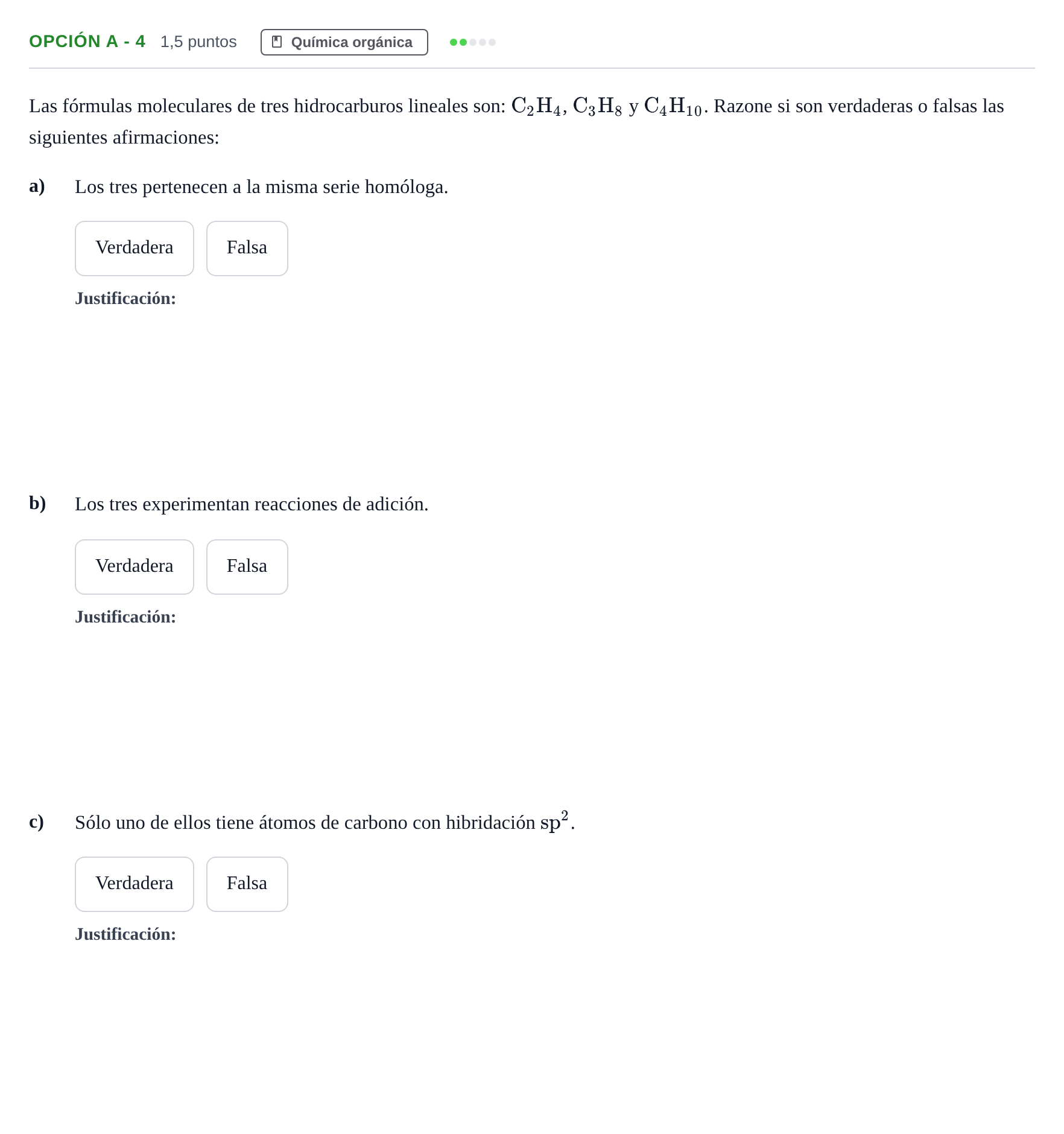Enunciado: Opción A - 4 · Química PAU Andalucía Reserva B 2019