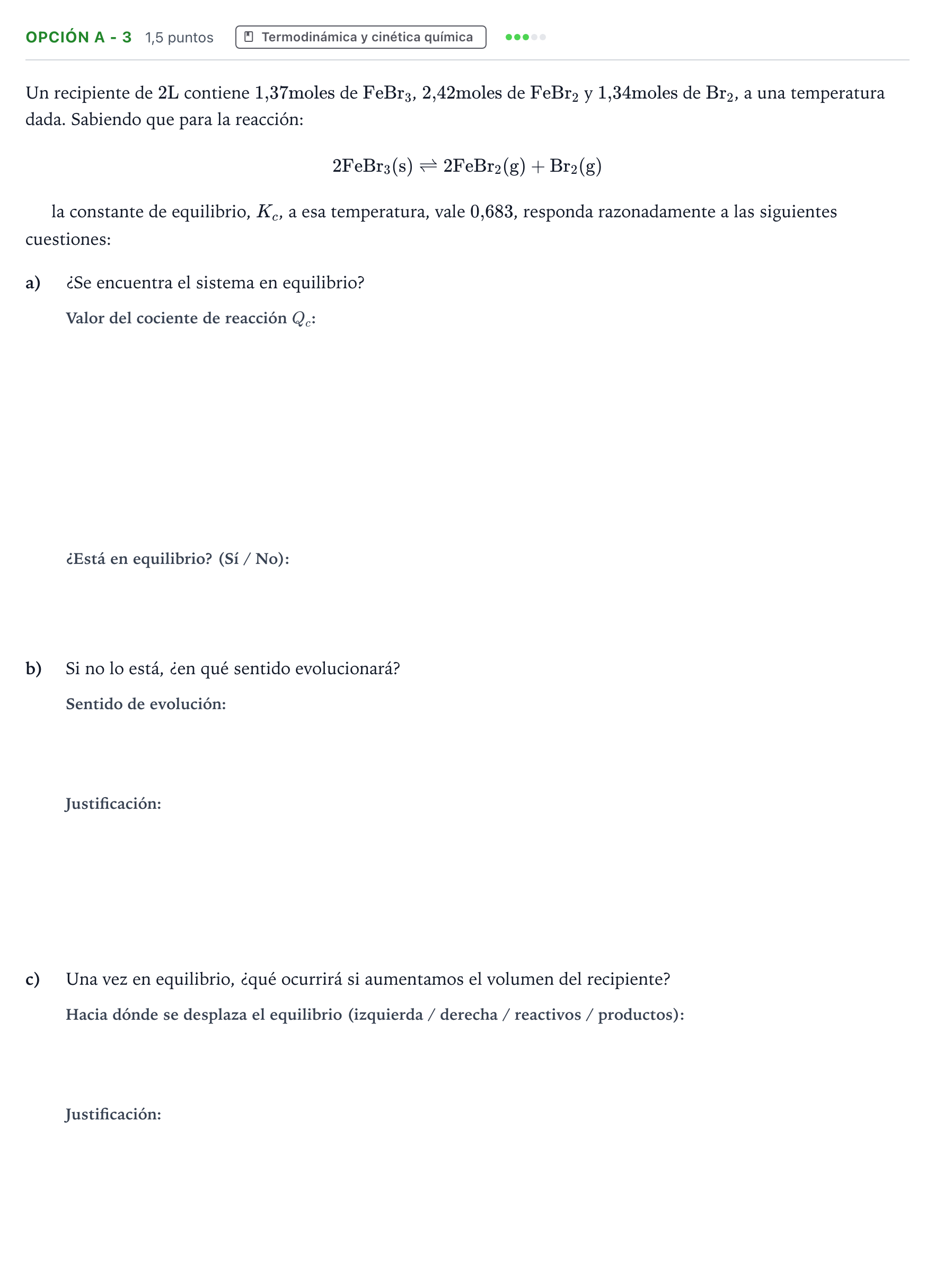 Enunciado: Opción A - 3 · Química PAU Andalucía Extraordinaria Titular 2019