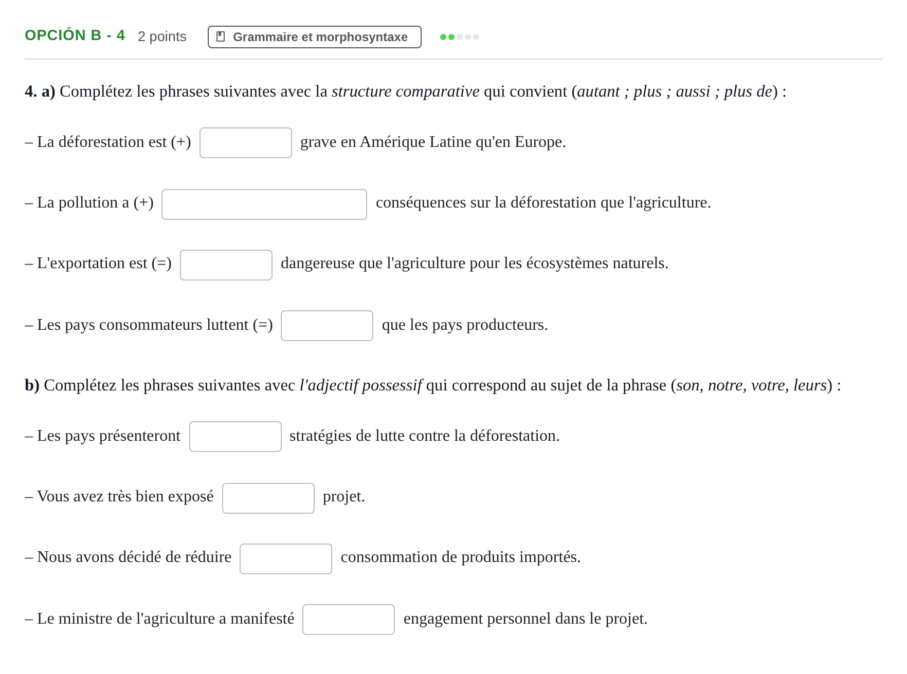 Enunciado: Opción B - 4 · Francés PAU Madrid Extraordinaria (2ª lengua) 2019