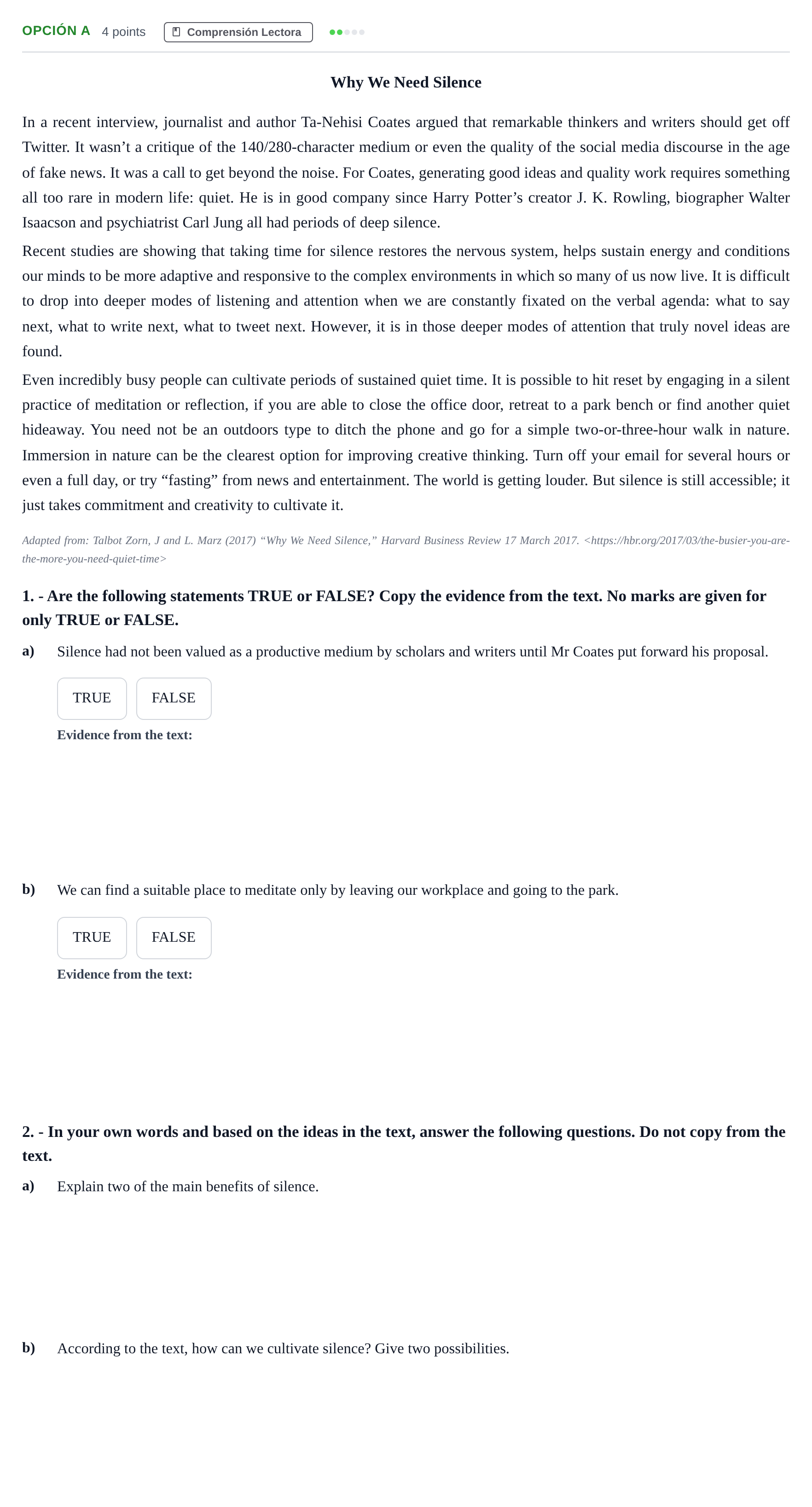 Enunciado: Opción A · Inglés PAU Madrid Ordinaria (2ª lengua) 2019
