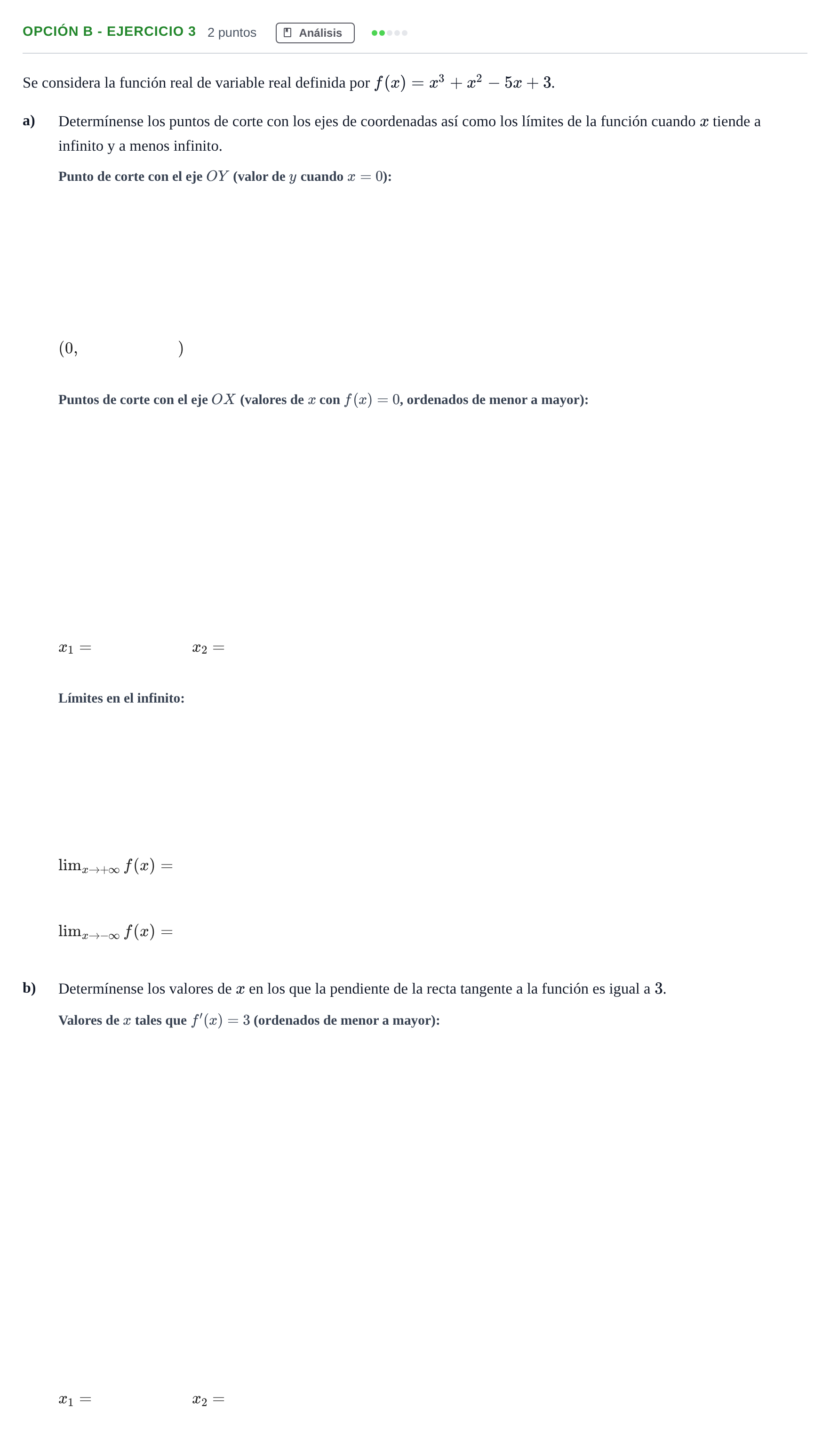 Enunciado: Opción B - Ejercicio 3 · Matemáticas aplicadas a las Ciencias Sociales II PAU Madrid Extraordinaria 2019
