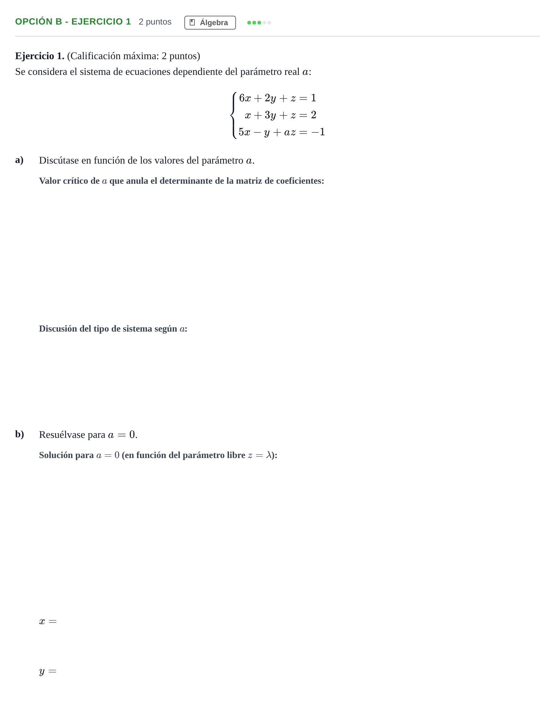 Enunciado: Opción B - Ejercicio 1 · Matemáticas aplicadas a las Ciencias Sociales II PAU Madrid Modelo 2019
