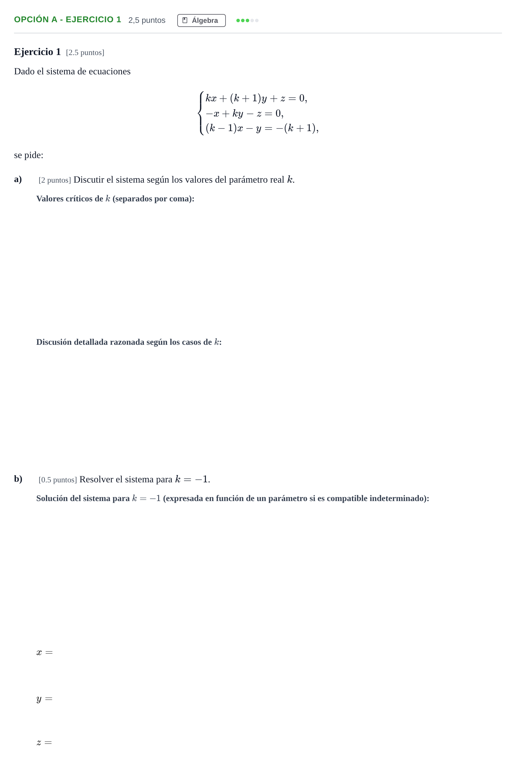 Enunciado: Opción A - Ejercicio 1 · Matemáticas II PAU Madrid Extraordinaria 2019