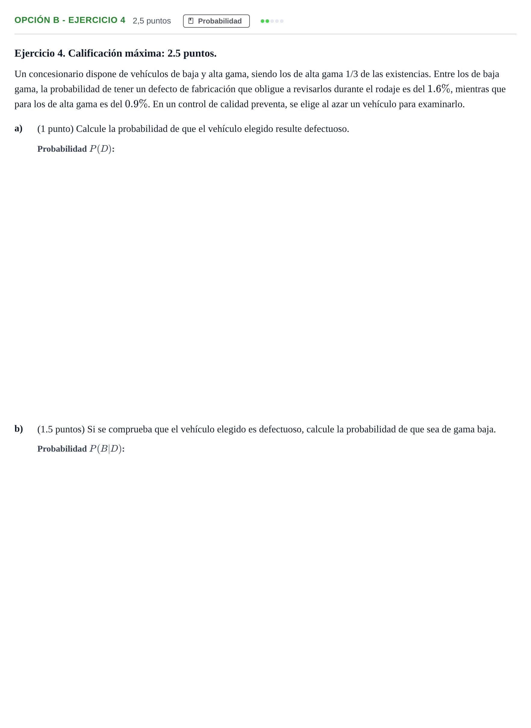 Enunciado: Opción B - Ejercicio 4 · Matemáticas II PAU Madrid Extraordinaria 2019