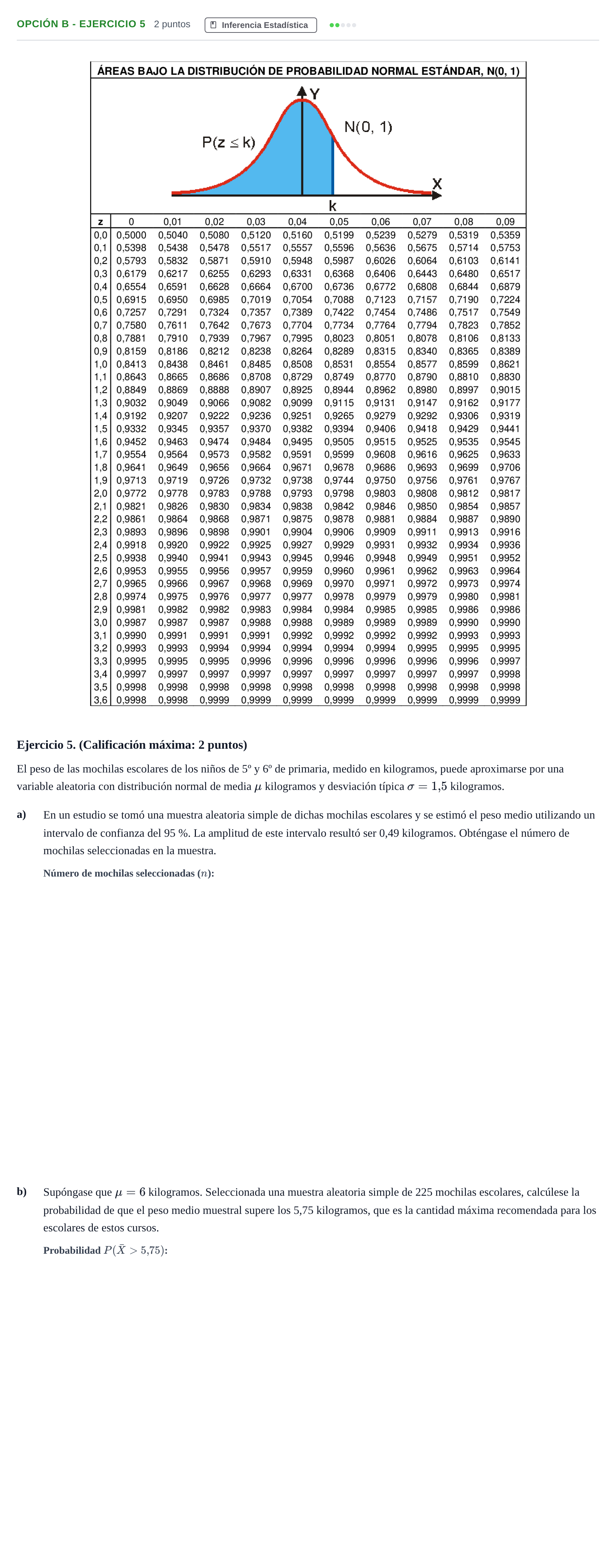 Enunciado: Opción B - Ejercicio 5 · Matemáticas aplicadas a las Ciencias Sociales II PAU Madrid Ordinaria 2019