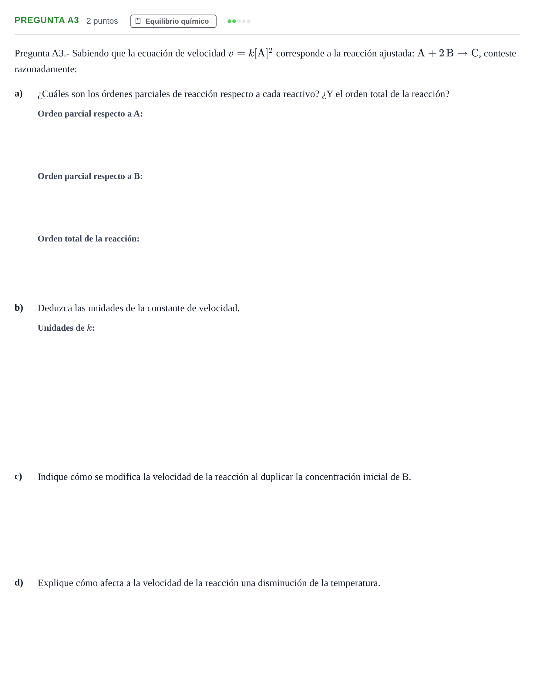 Enunciado: Pregunta A3 · Química PAU Madrid Extraordinaria 2019