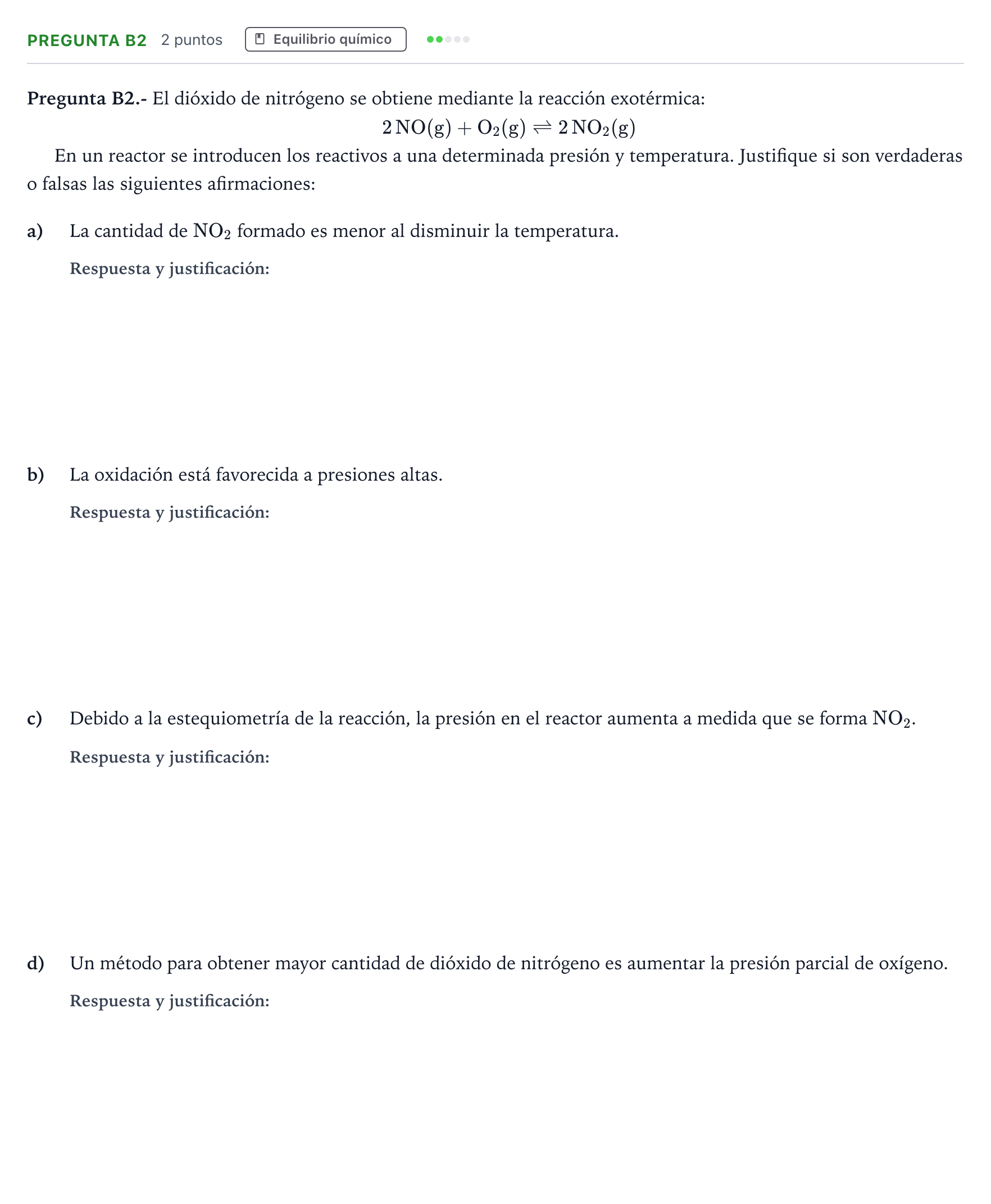 Enunciado: Pregunta B2 · Química PAU Madrid Extraordinaria 2019