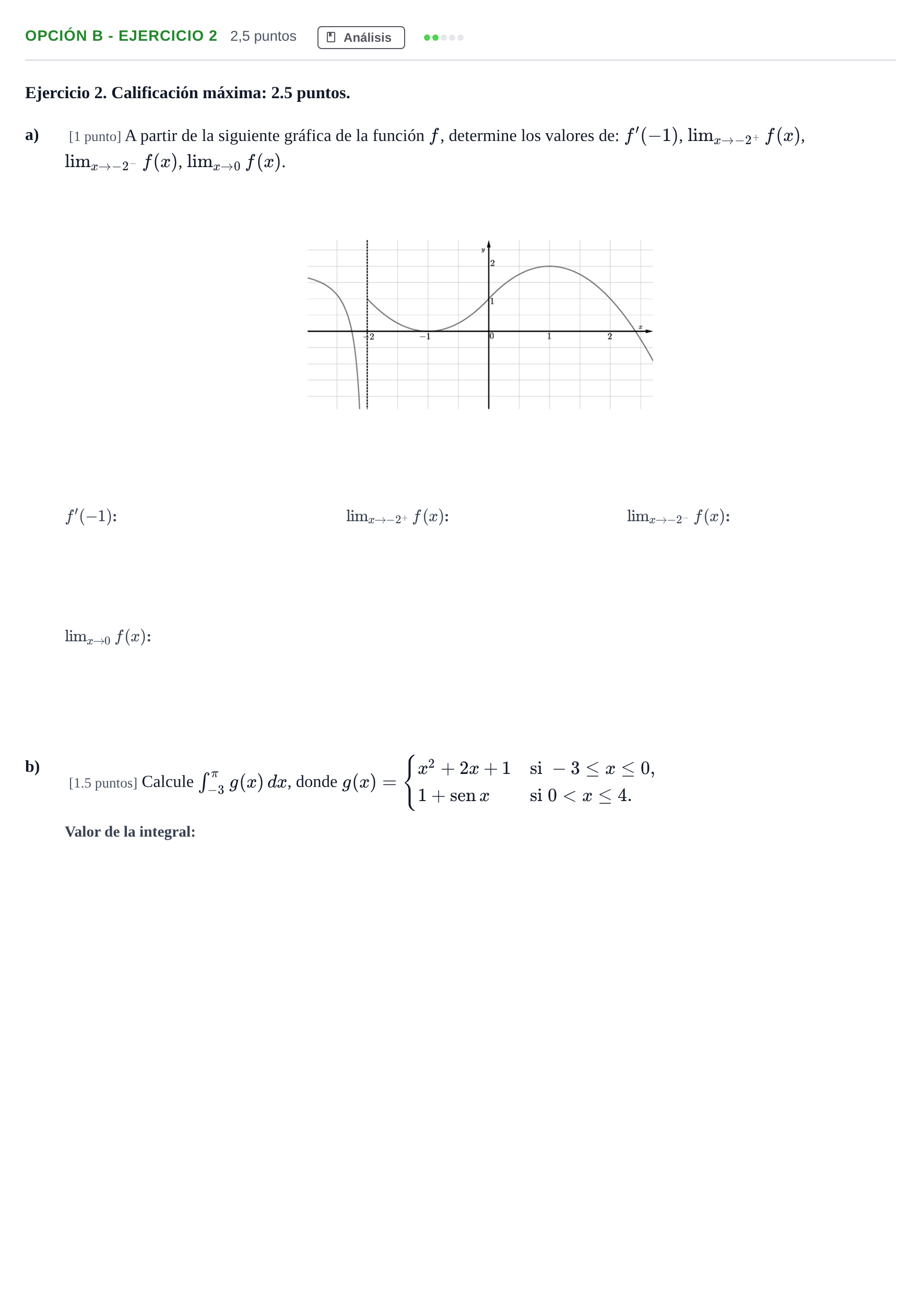 Enunciado: Opción B - Ejercicio 2 · Matemáticas II PAU Madrid Modelo 2019