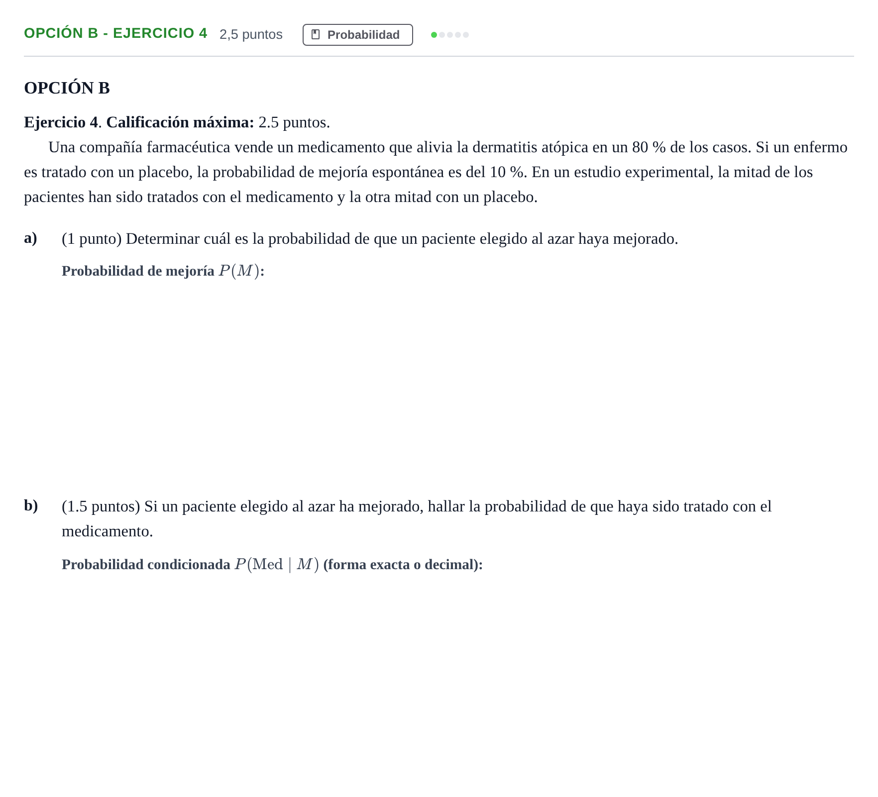 Enunciado: Opción B - Ejercicio 4 · Matemáticas II PAU Madrid Ordinaria 2019