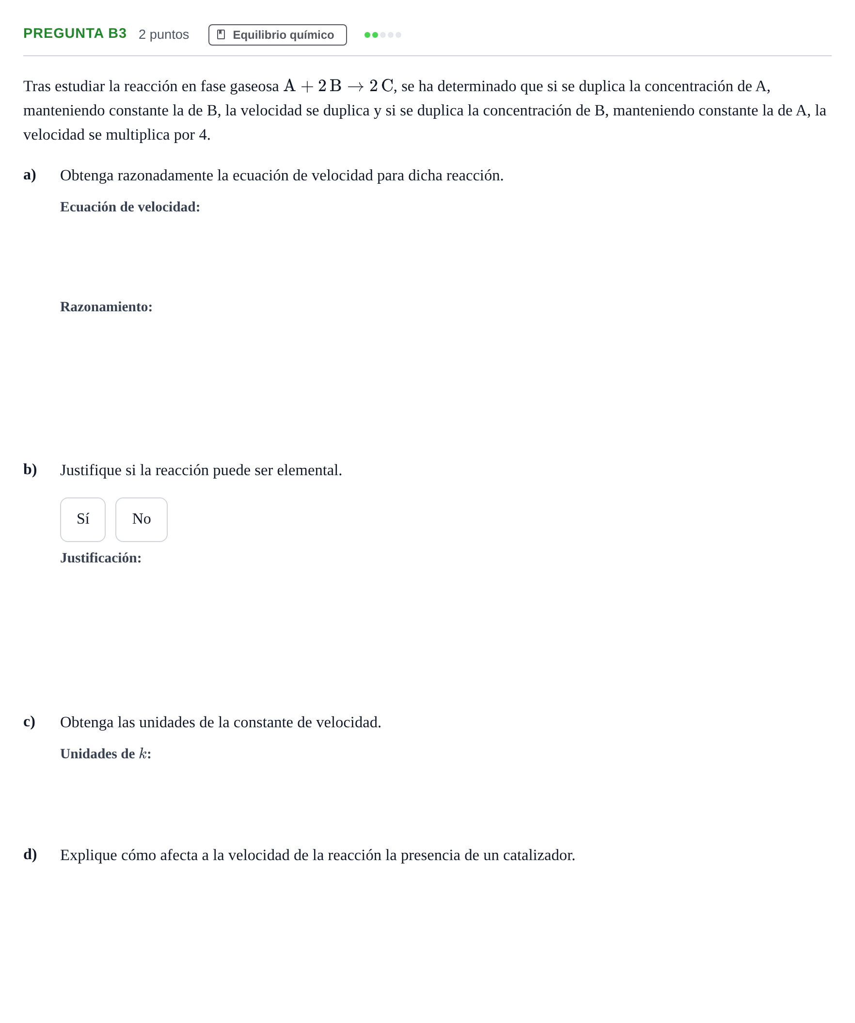 Enunciado: Pregunta B3 · Química PAU Madrid Modelo 2019