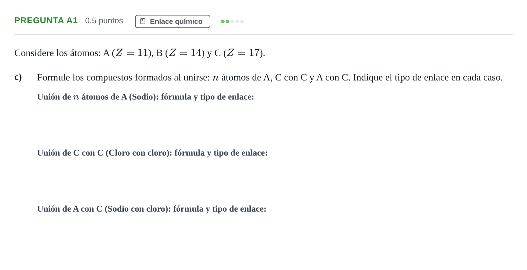 Enunciado: Pregunta A1 - Enlace químico · Química PAU Madrid Ordinaria 2019