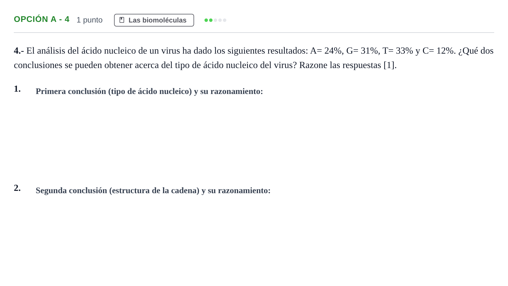 Enunciado: Opción A - 4 · Biología PAU Andalucía Ordinaria Reserva B 2013