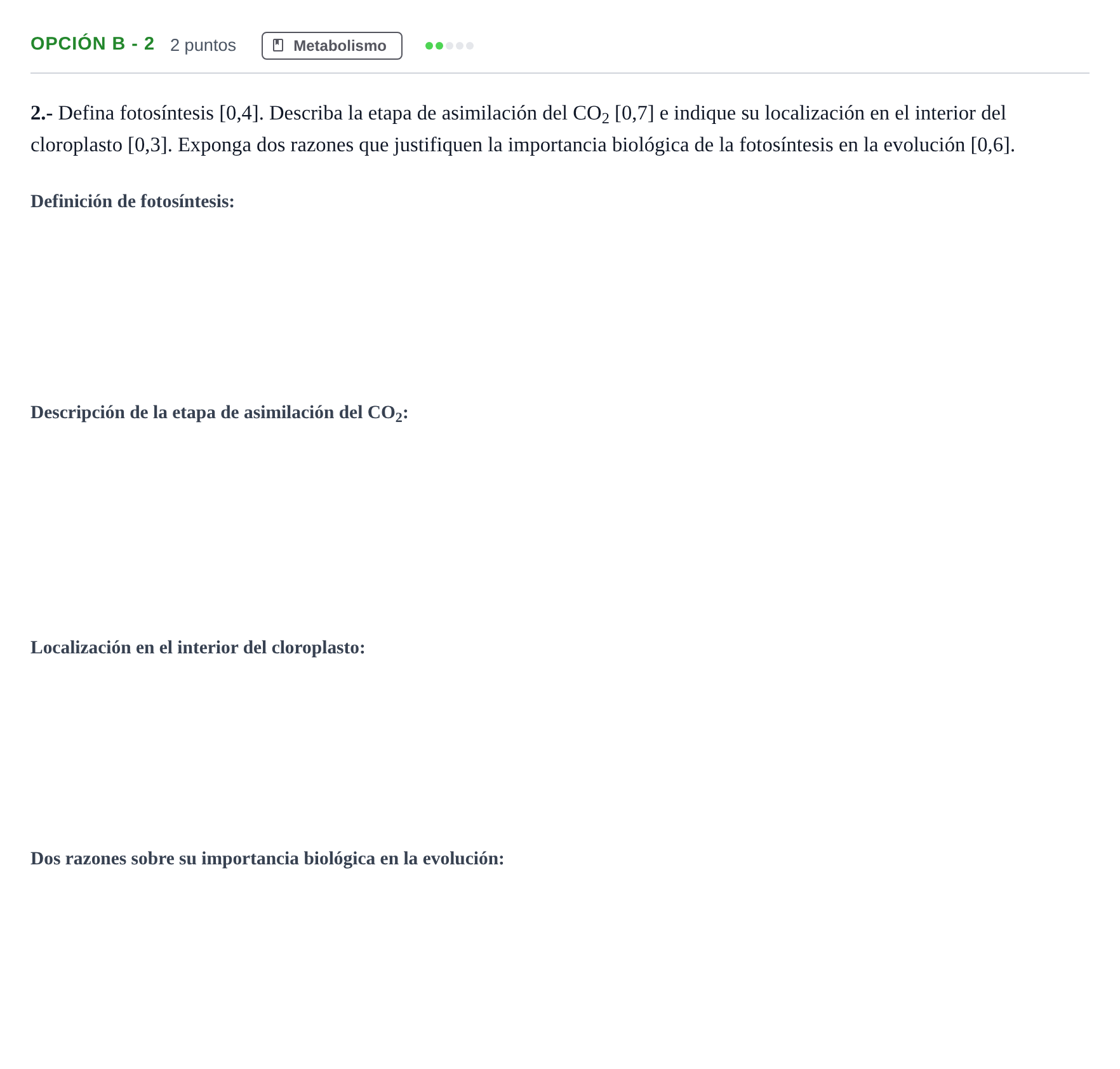 Enunciado: Opción B - 2 · Biología PAU Andalucía Ordinaria Reserva B 2013