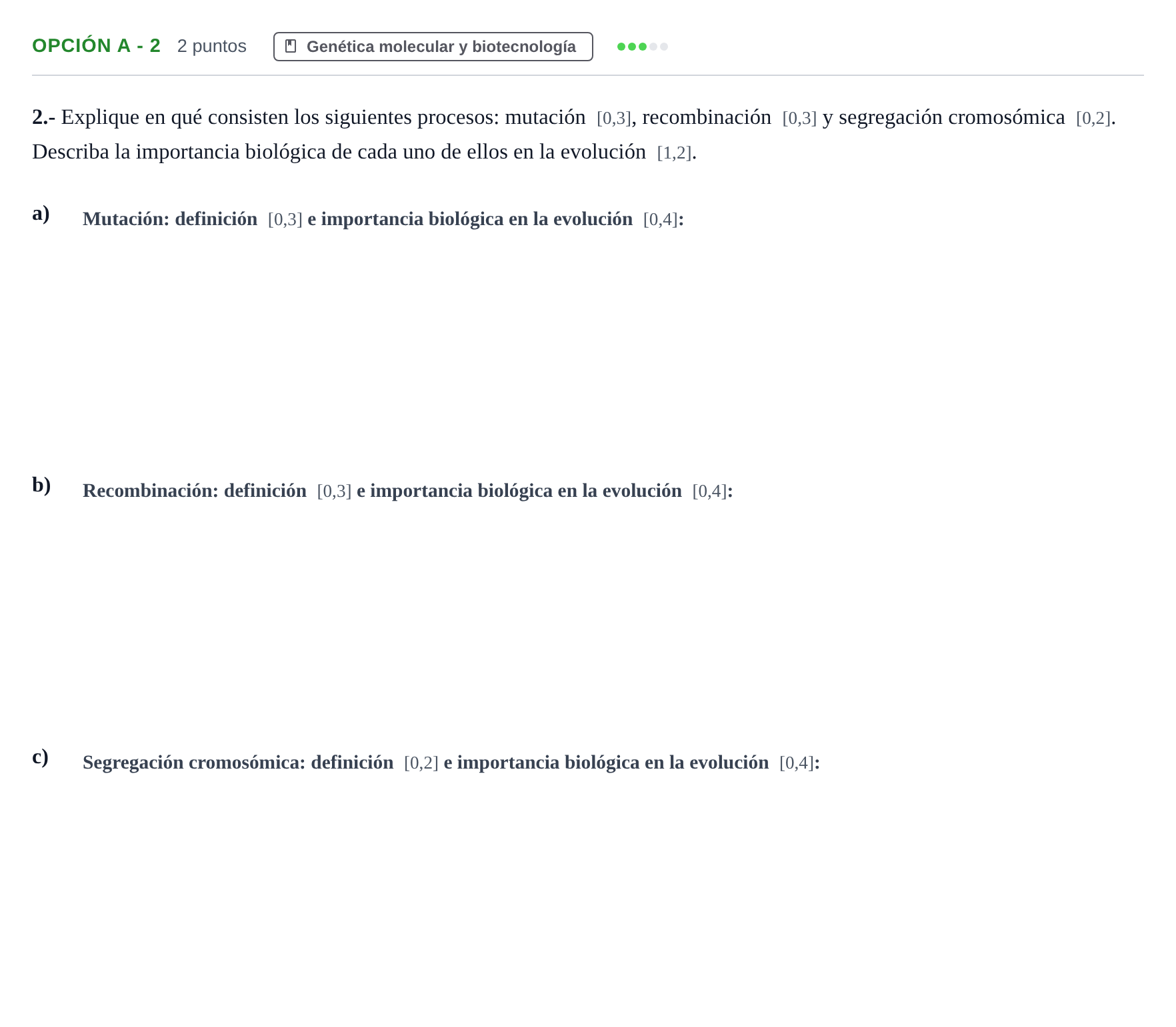 Enunciado: Opción A - 2 · Biología PAU Andalucía Ordinaria Titular 2013