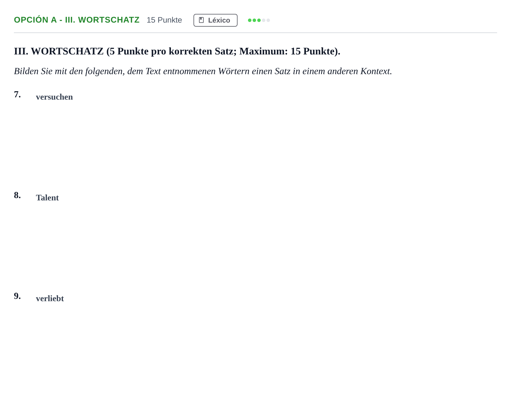 Enunciado: Opción A - III. Wortschatz · Alemán PAU Andalucía Extraordinaria Reserva A 2013