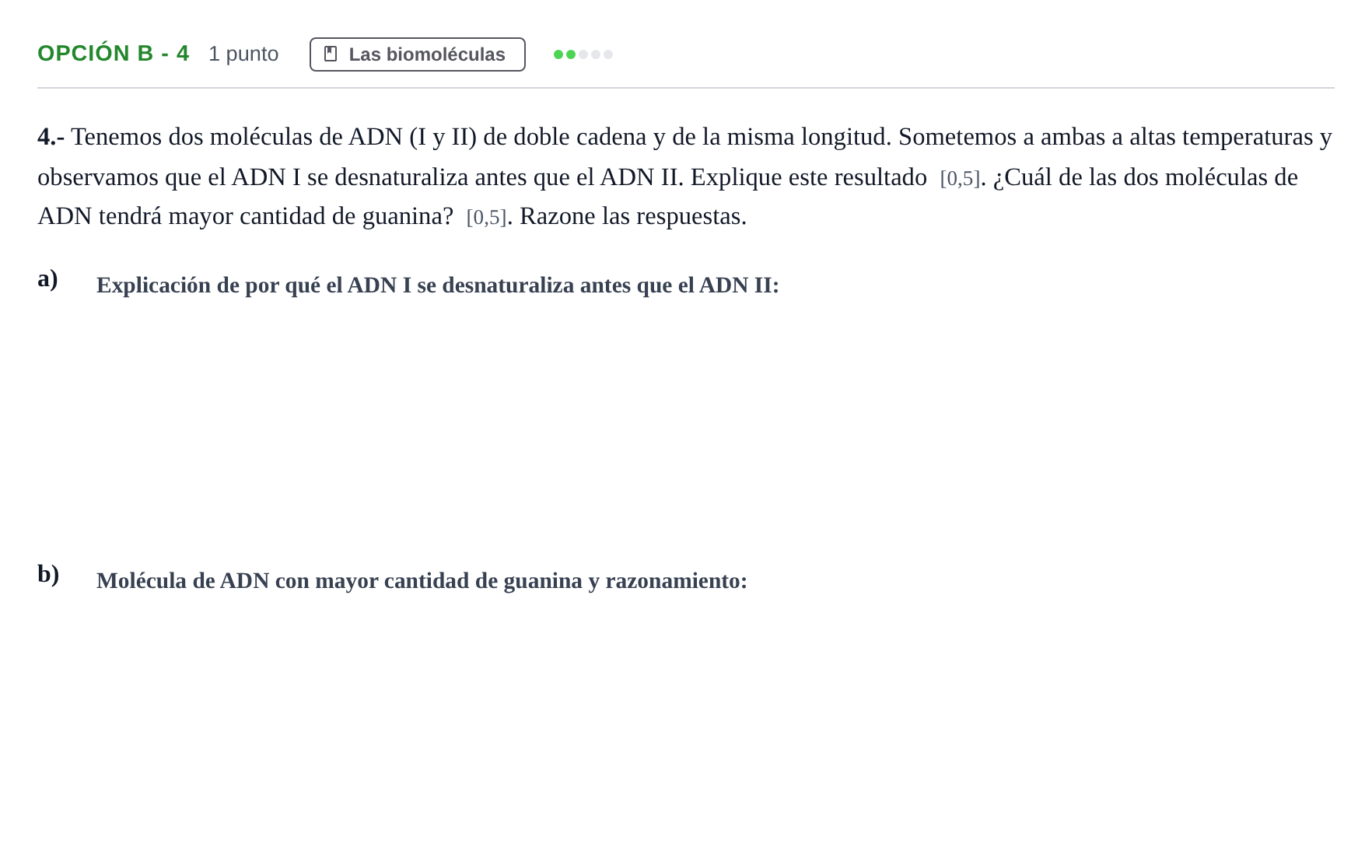 Enunciado: Opción B - 4 · Biología PAU Andalucía Extraordinaria Reserva A 2013