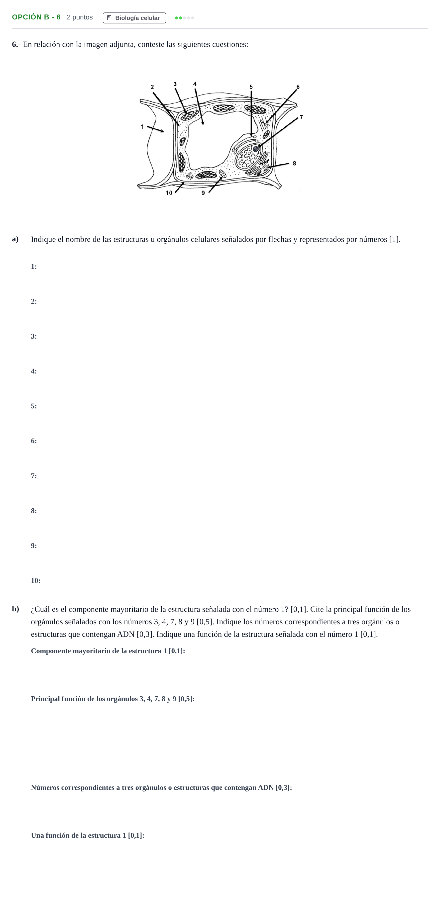 Enunciado: Opción B - 6 · Biología PAU Andalucía Extraordinaria Reserva A 2013