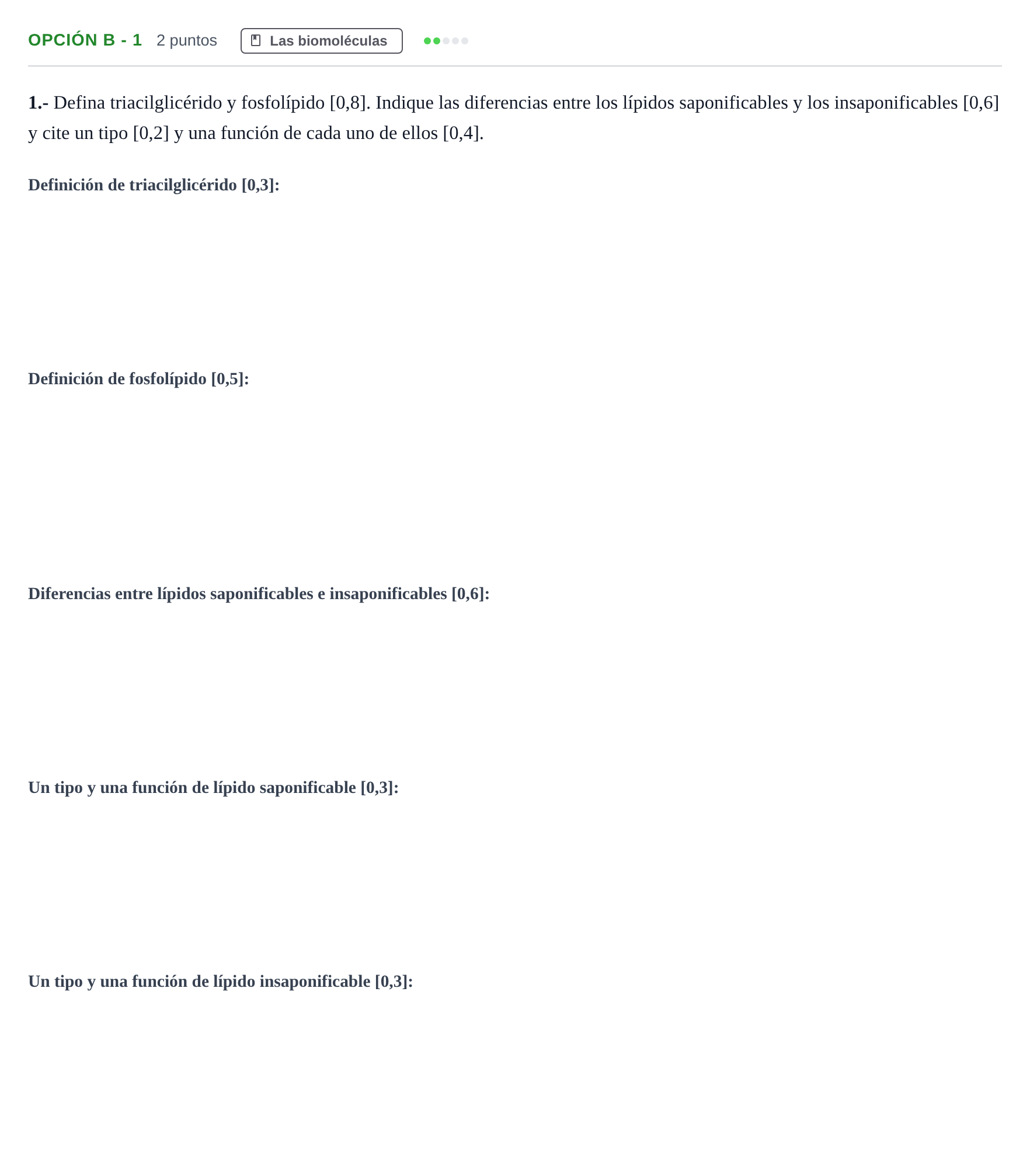 Enunciado: Opción B - 1 · Biología PAU Andalucía Extraordinaria Titular 2013