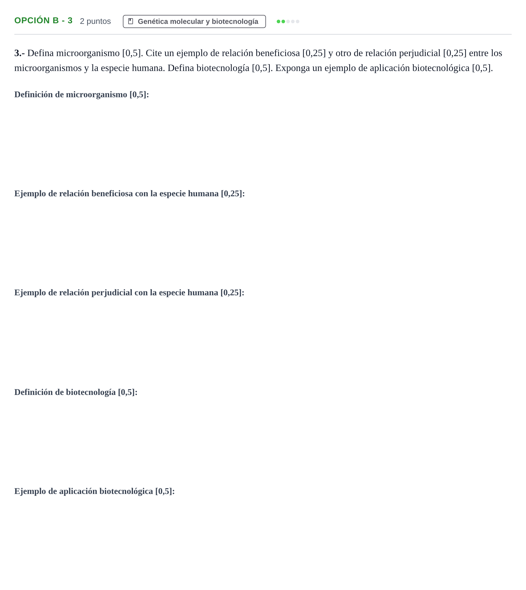Enunciado: Opción B - 3 · Biología PAU Andalucía Extraordinaria Titular 2013