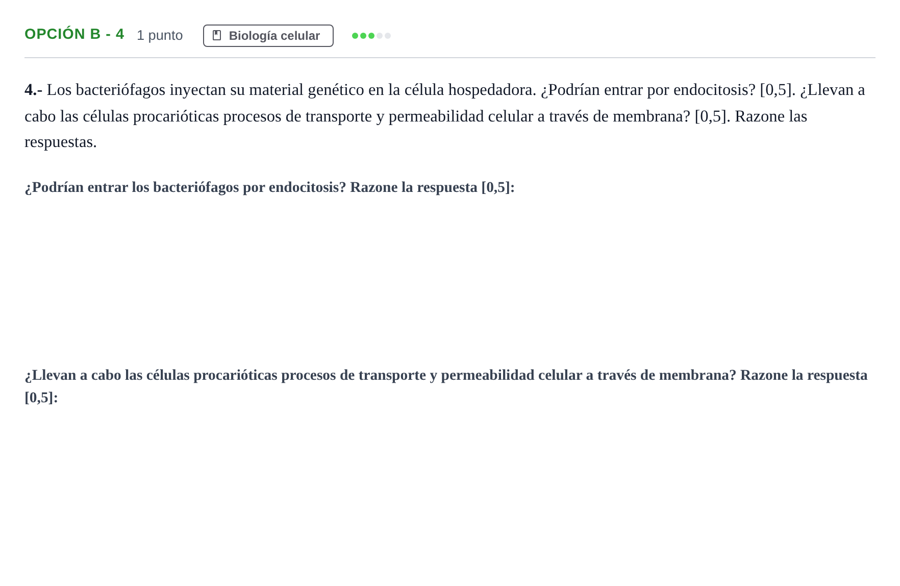 Enunciado: Opción B - 4 · Biología PAU Andalucía Extraordinaria Titular 2013