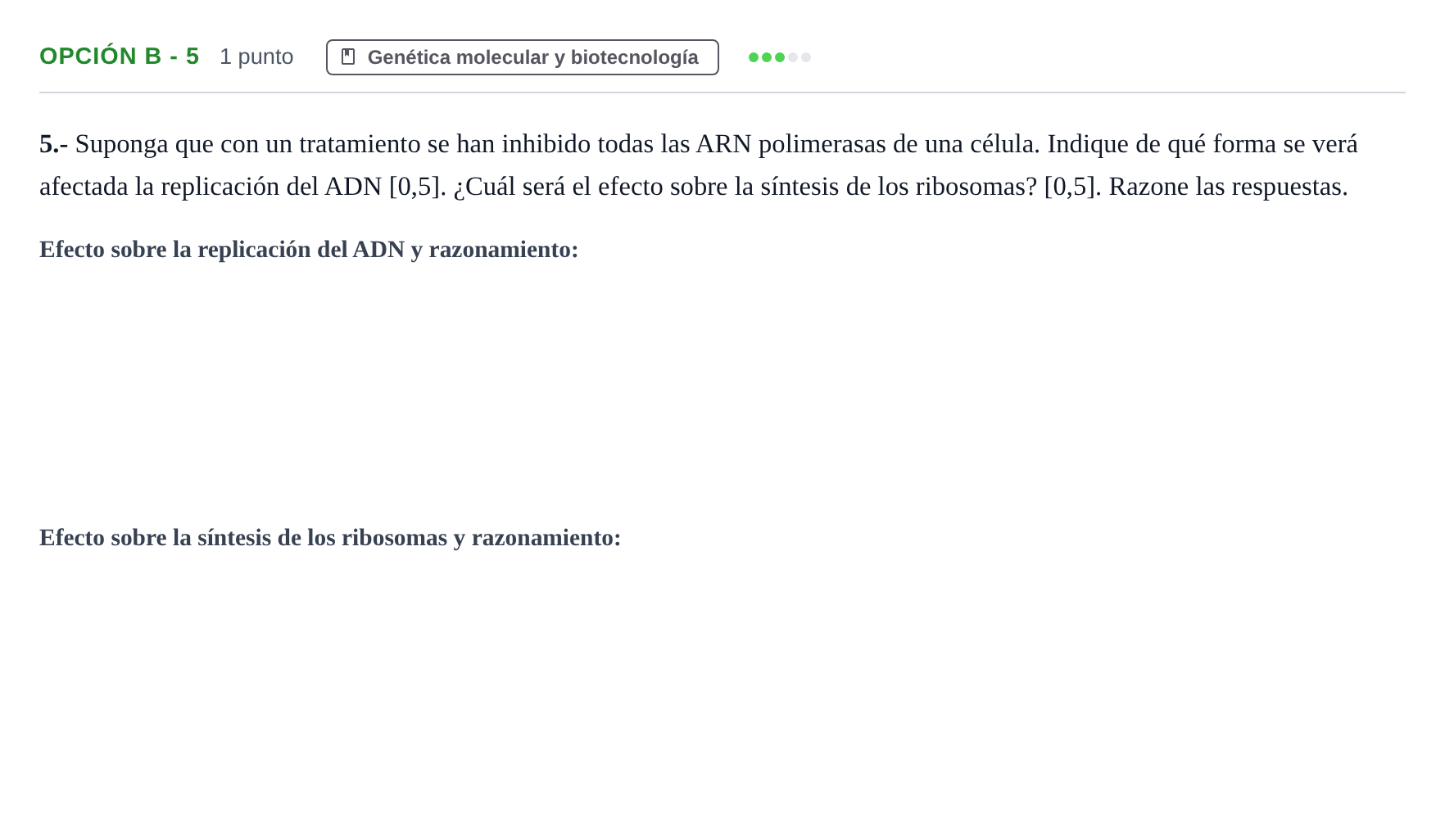 Enunciado: Opción B - 5 · Biología PAU Andalucía Extraordinaria Titular 2013