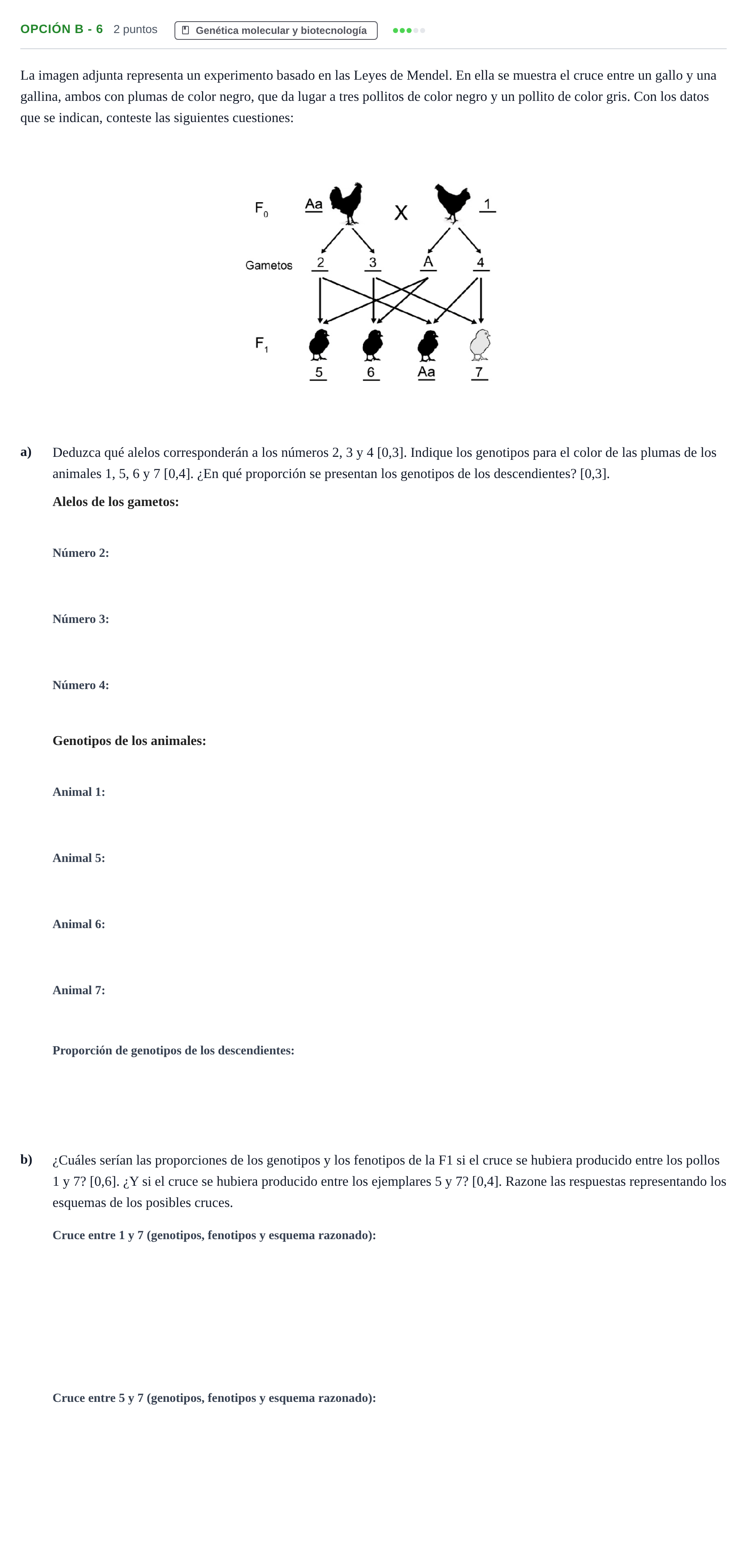 Enunciado: Opción B - 6 · Biología PAU Andalucía Extraordinaria Titular 2013