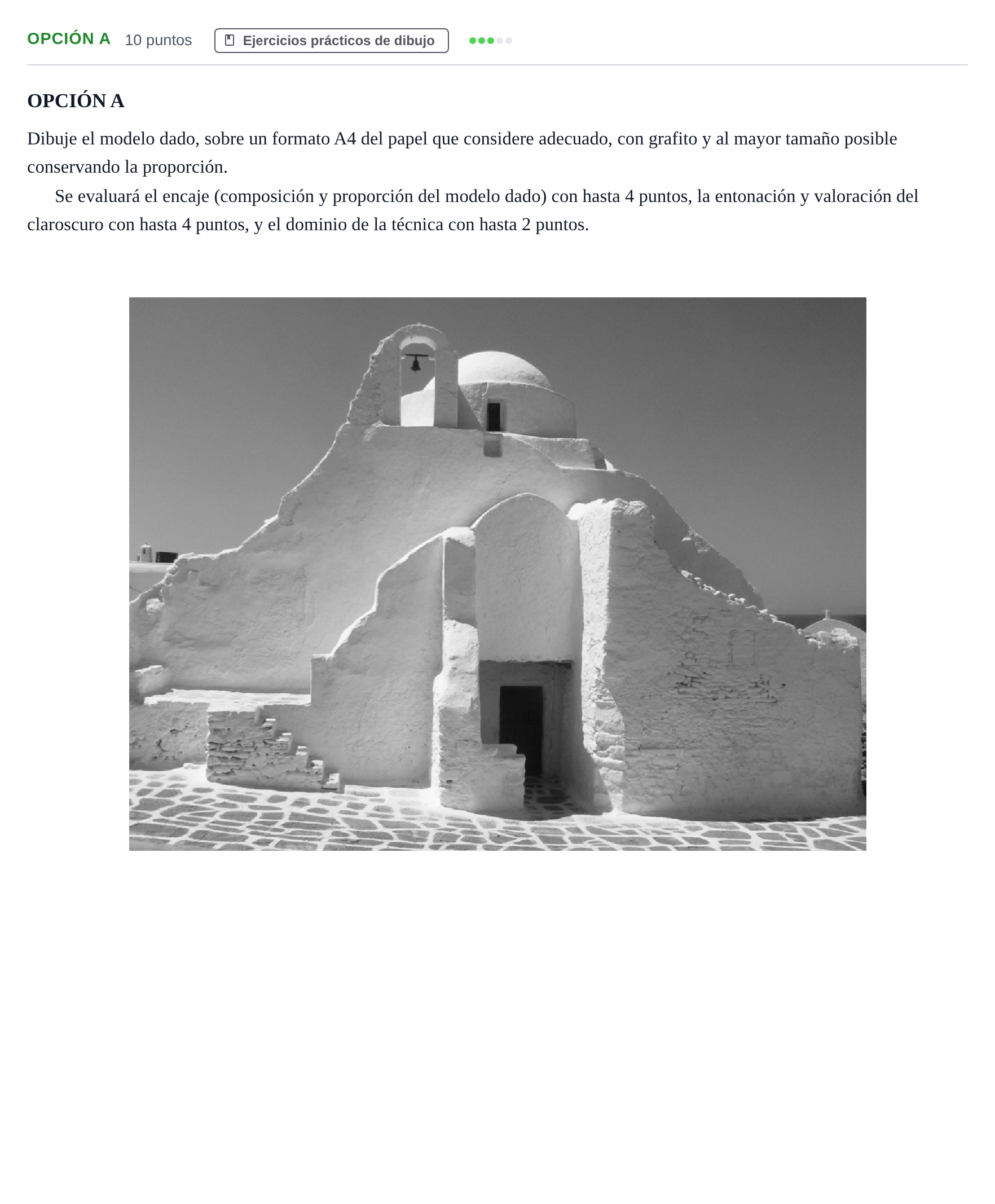 Enunciado: Opción A · Dibujo Artístico II PAU Andalucía Ordinaria Reserva A 2013