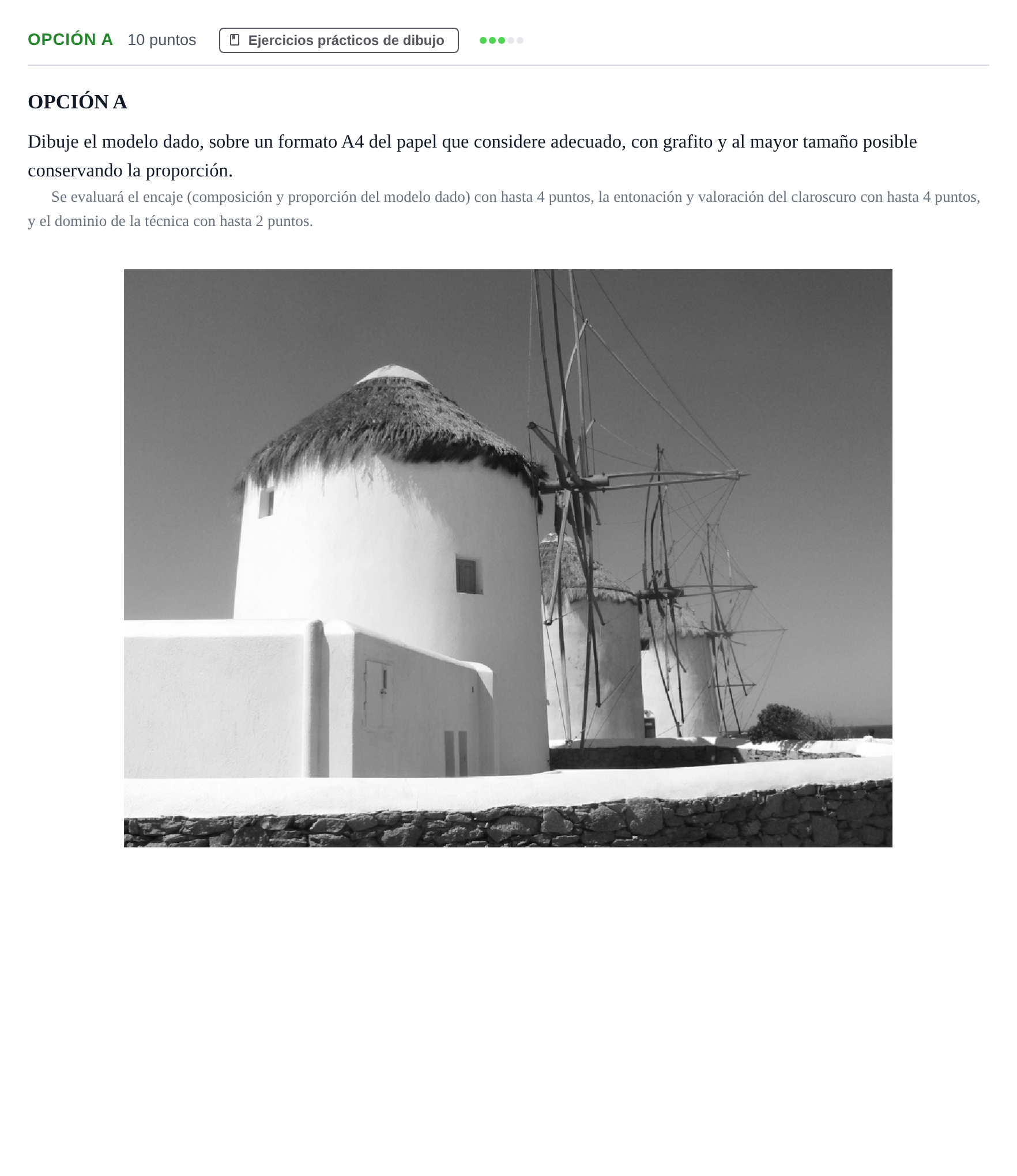 Enunciado: Opción A · Dibujo Artístico II PAU Andalucía Extraordinaria Reserva B 2013