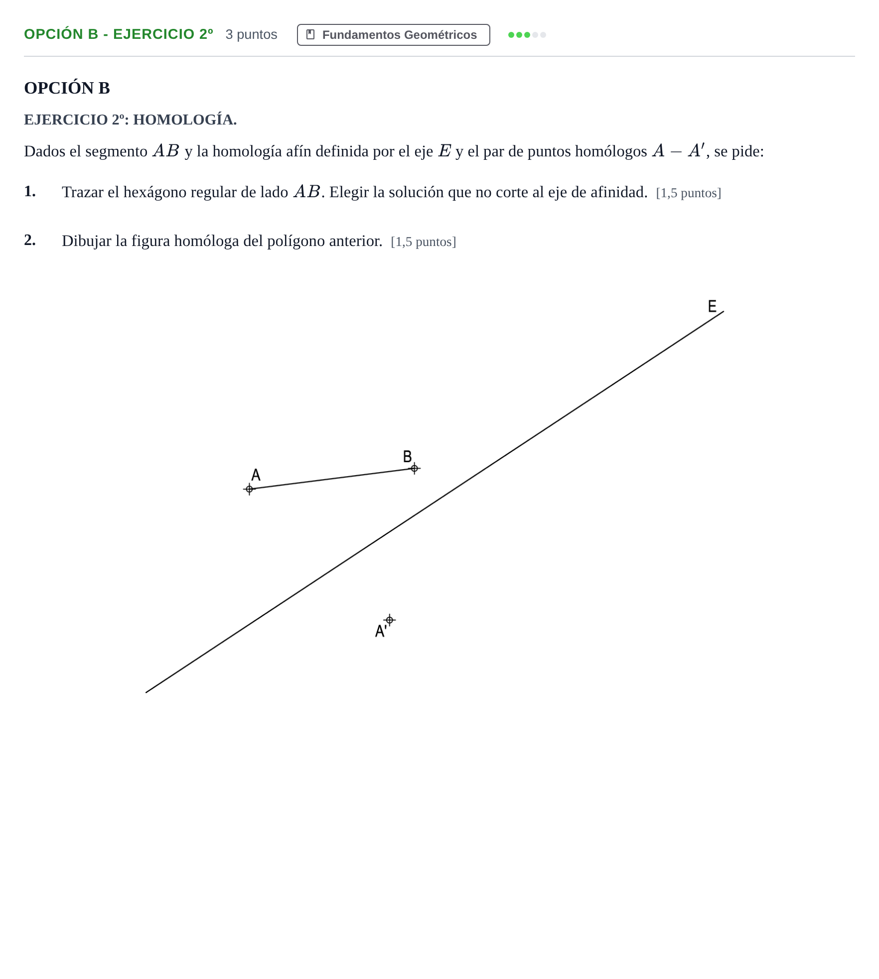 Enunciado: Opción B - Ejercicio 2º · Dibujo técnico II PAU Andalucía Ordinaria Reserva A 2013
