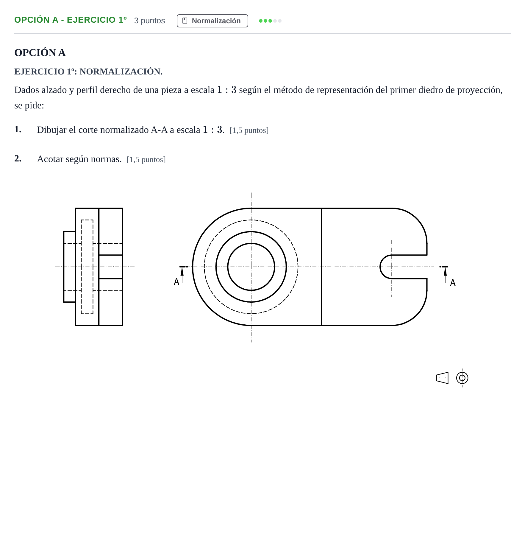 Enunciado: Opción A - Ejercicio 1º · Dibujo técnico II PAU Andalucía Ordinaria Reserva B 2013