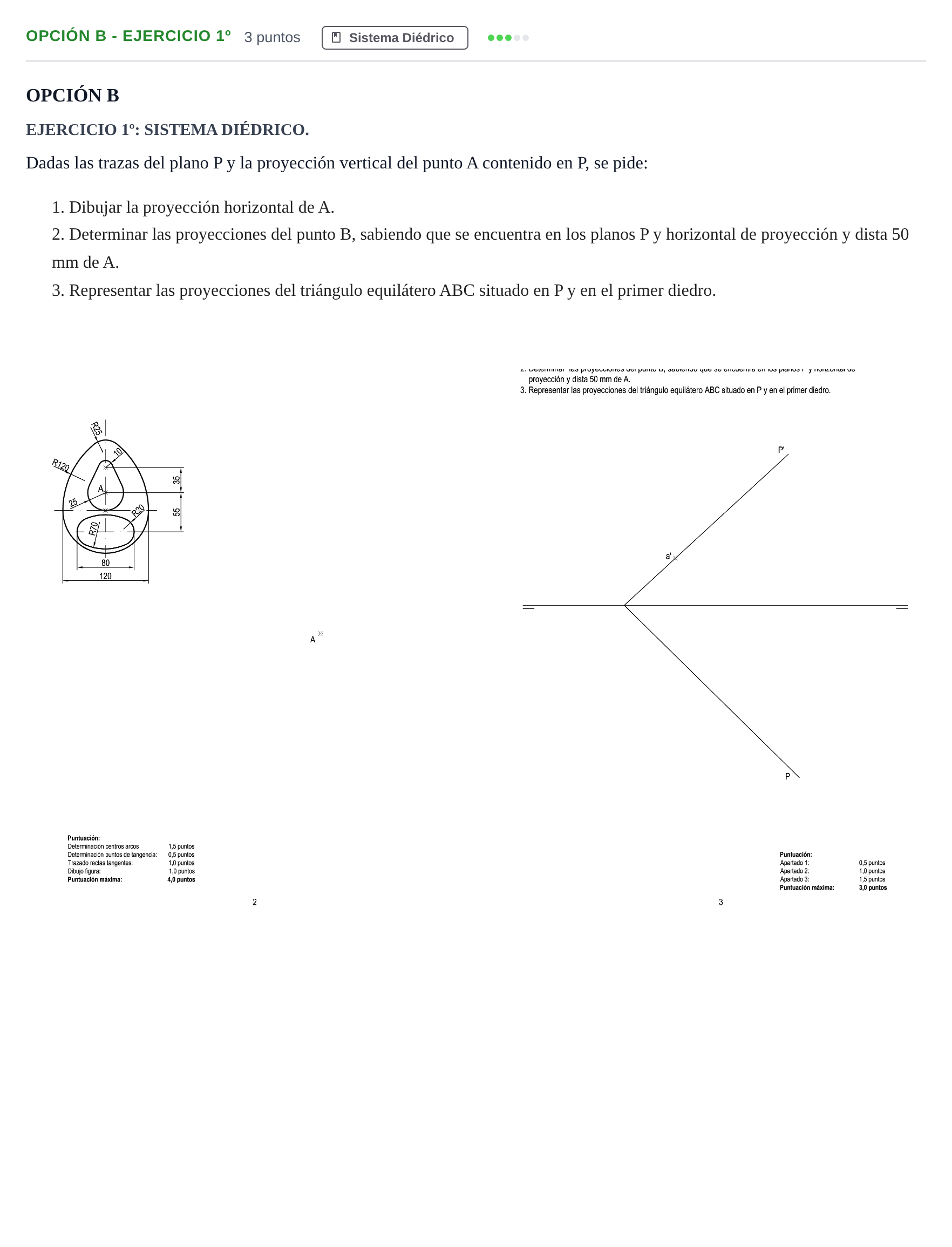 Enunciado: Opción B - Ejercicio 1º · Dibujo técnico II PAU Andalucía Ordinaria Reserva B 2013