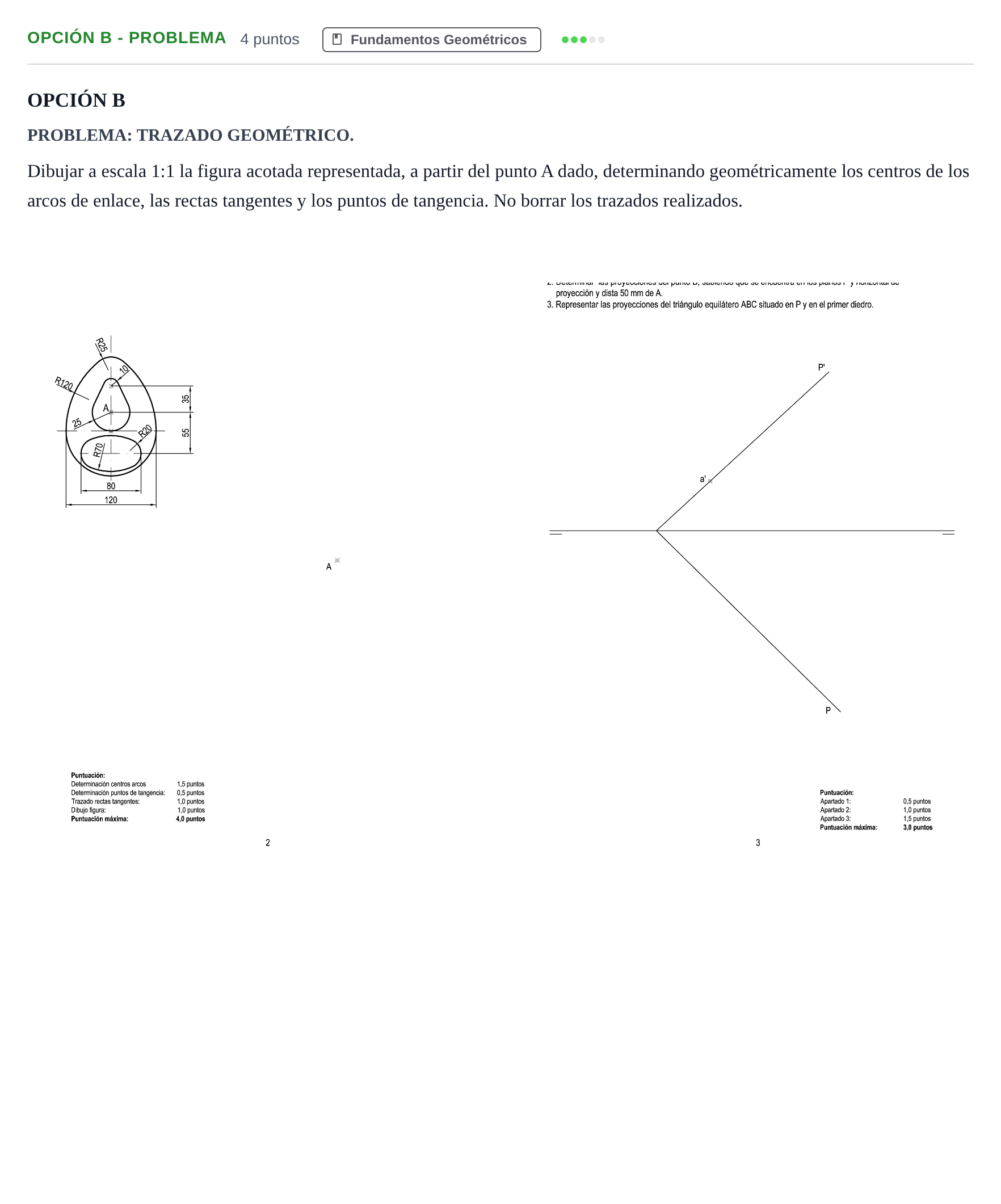 Enunciado: Opción B - Problema · Dibujo técnico II PAU Andalucía Ordinaria Reserva B 2013
