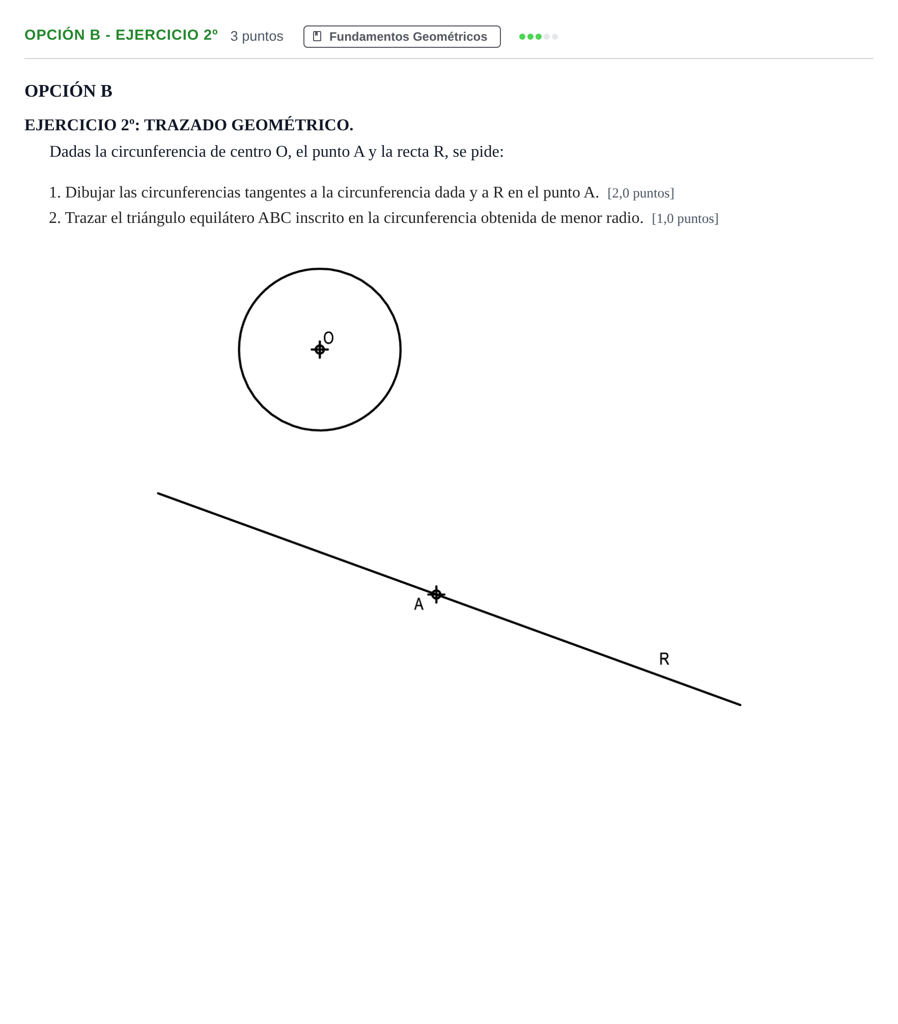 Enunciado: Opción B - Ejercicio 2º · Dibujo técnico II PAU Andalucía Extraordinaria Reserva B 2013