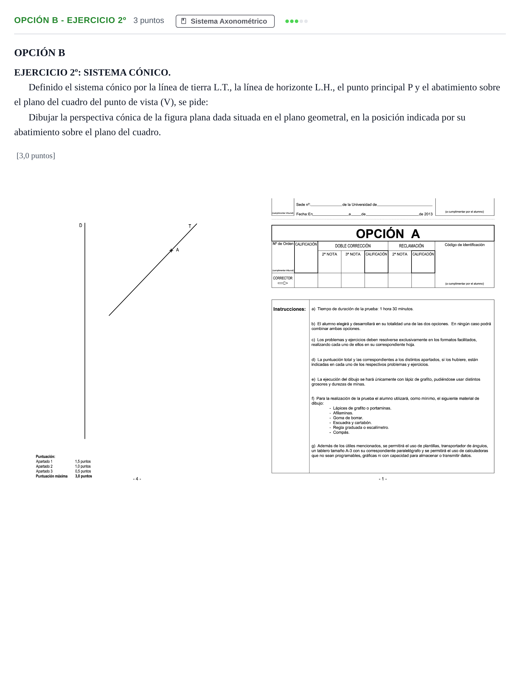 Enunciado: Opción B - Ejercicio 2º · Dibujo técnico II PAU Andalucía Ordinaria Titular 2013
