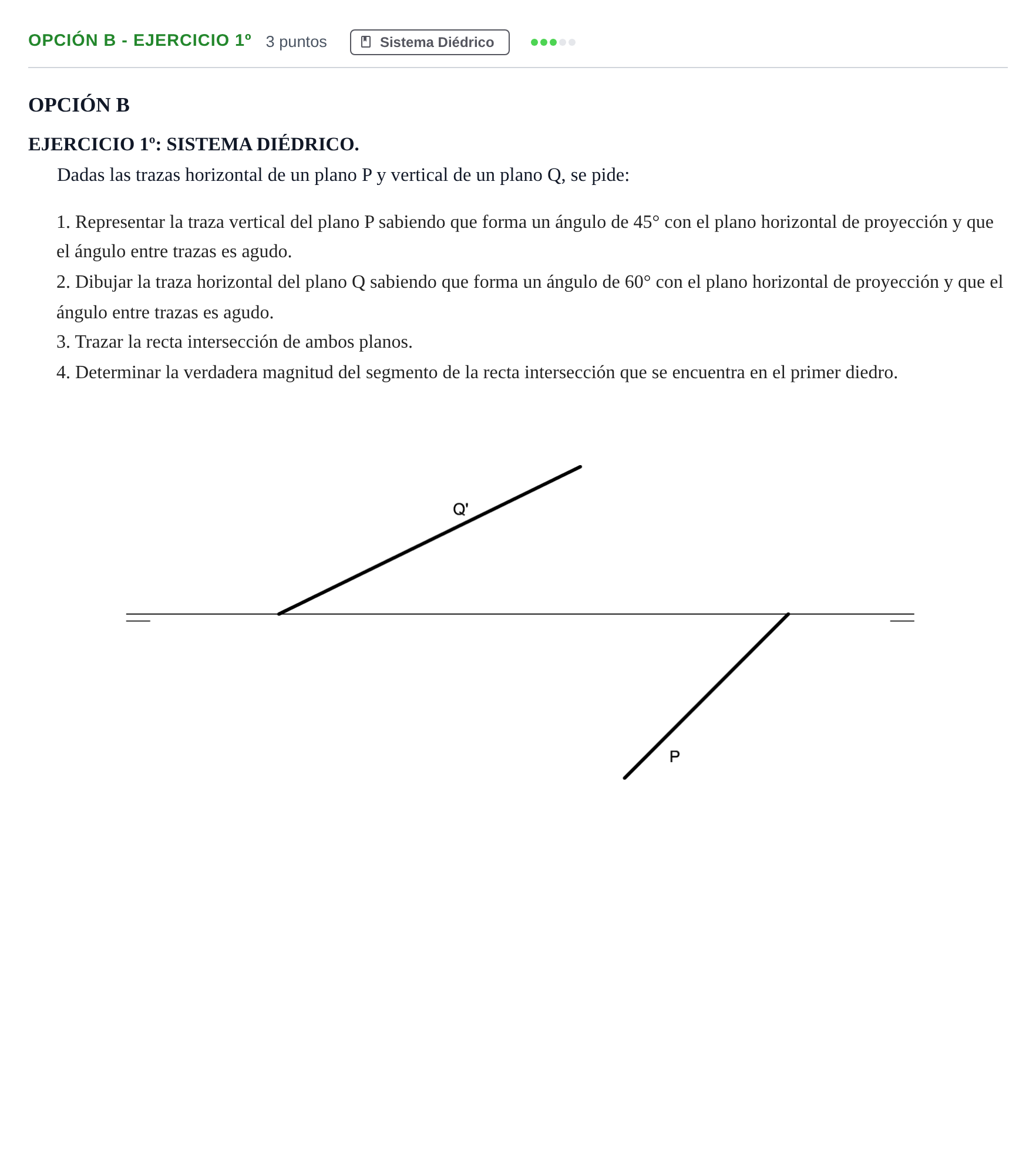 Enunciado: Opción B - Ejercicio 1º · Dibujo técnico II PAU Andalucía Extraordinaria Titular 2013
