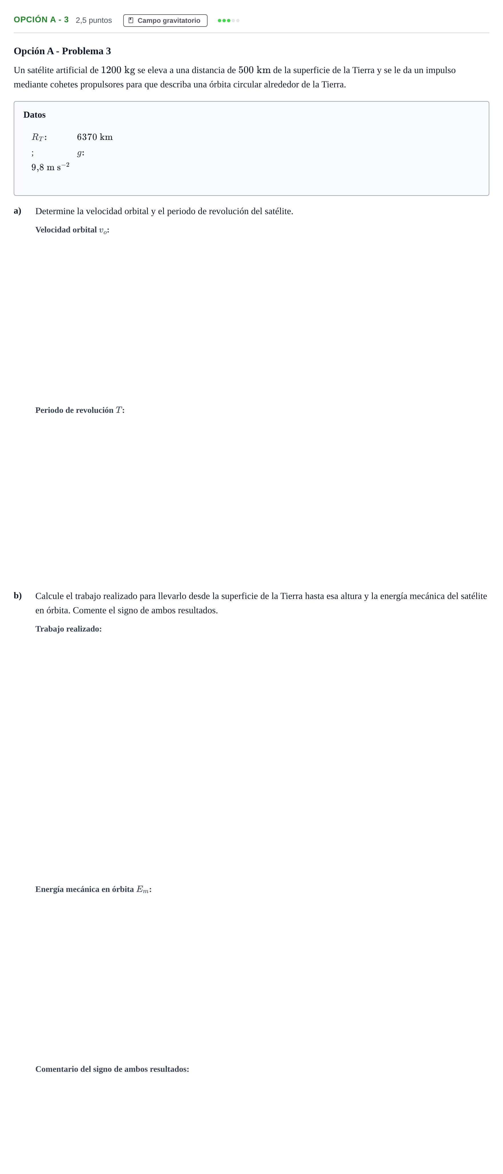 Enunciado: Opción A - 3 · Física PAU Andalucía Ordinaria Reserva A 2013