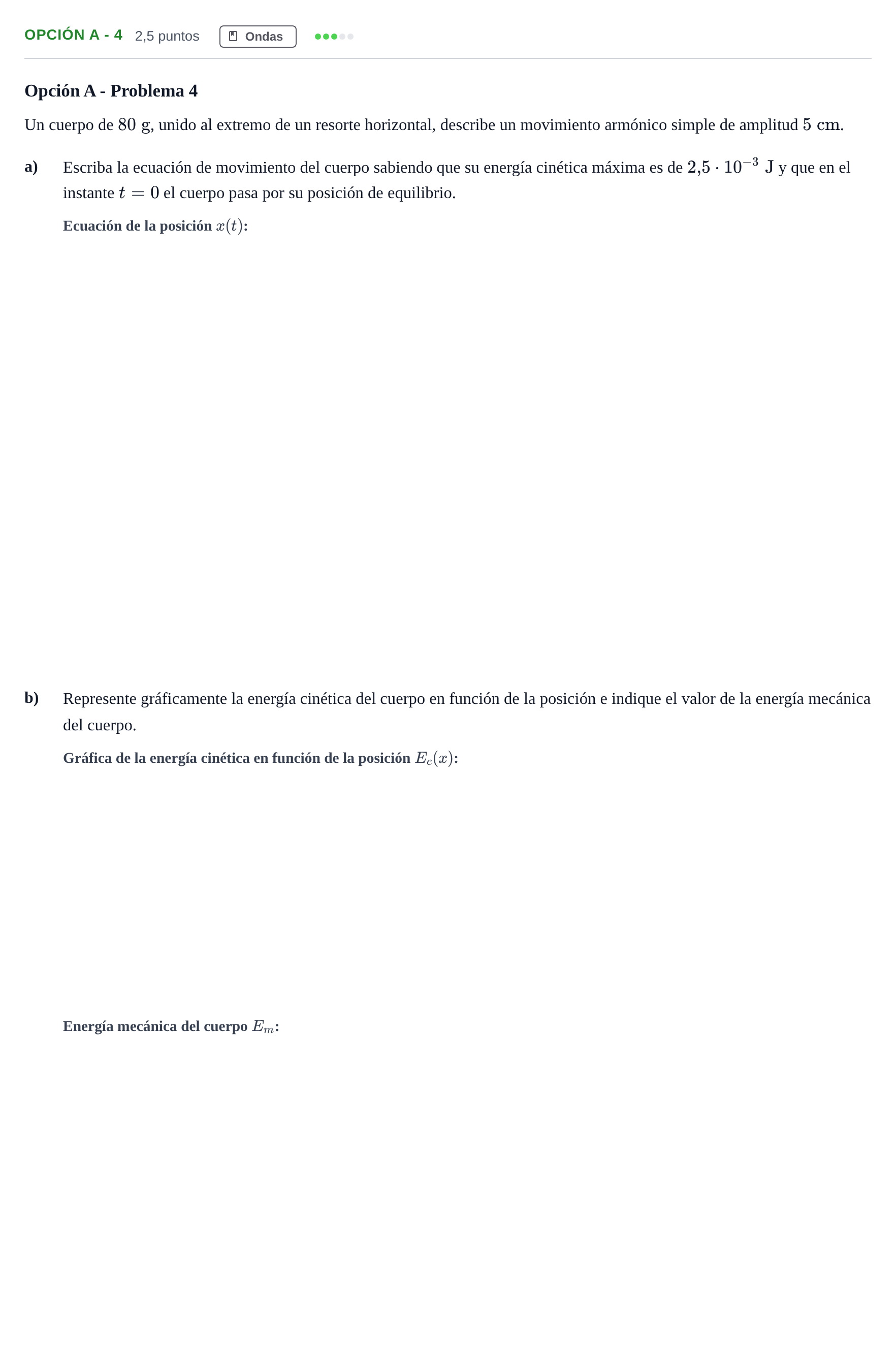 Enunciado: Opción A - 4 · Física PAU Andalucía Ordinaria Reserva A 2013