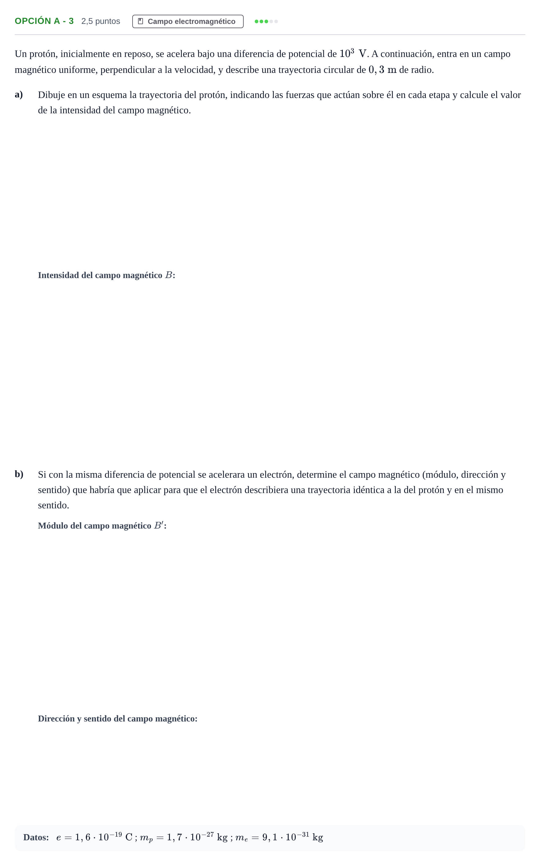 Enunciado: Opción A - 3 · Física PAU Andalucía Ordinaria Reserva B 2013