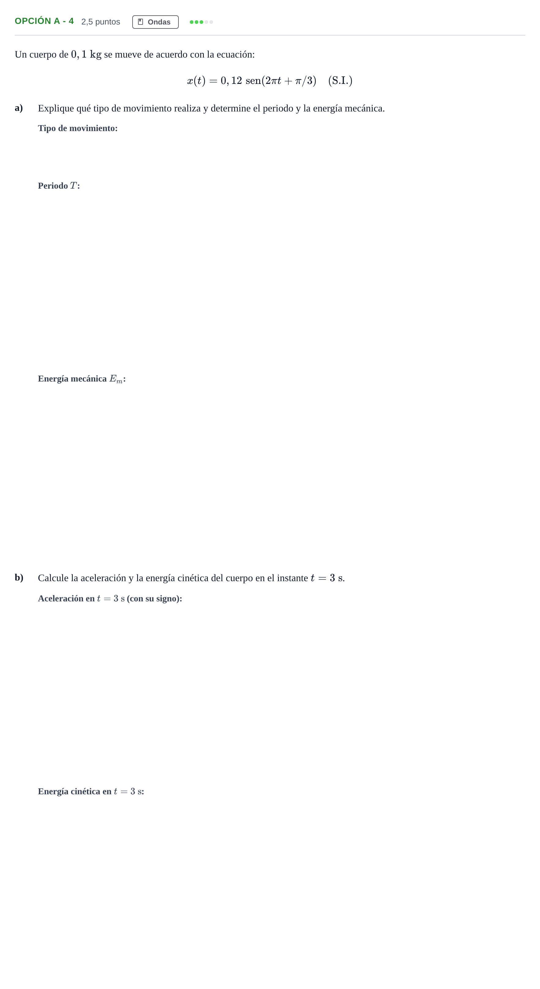 Enunciado: Opción A - 4 · Física PAU Andalucía Ordinaria Reserva B 2013